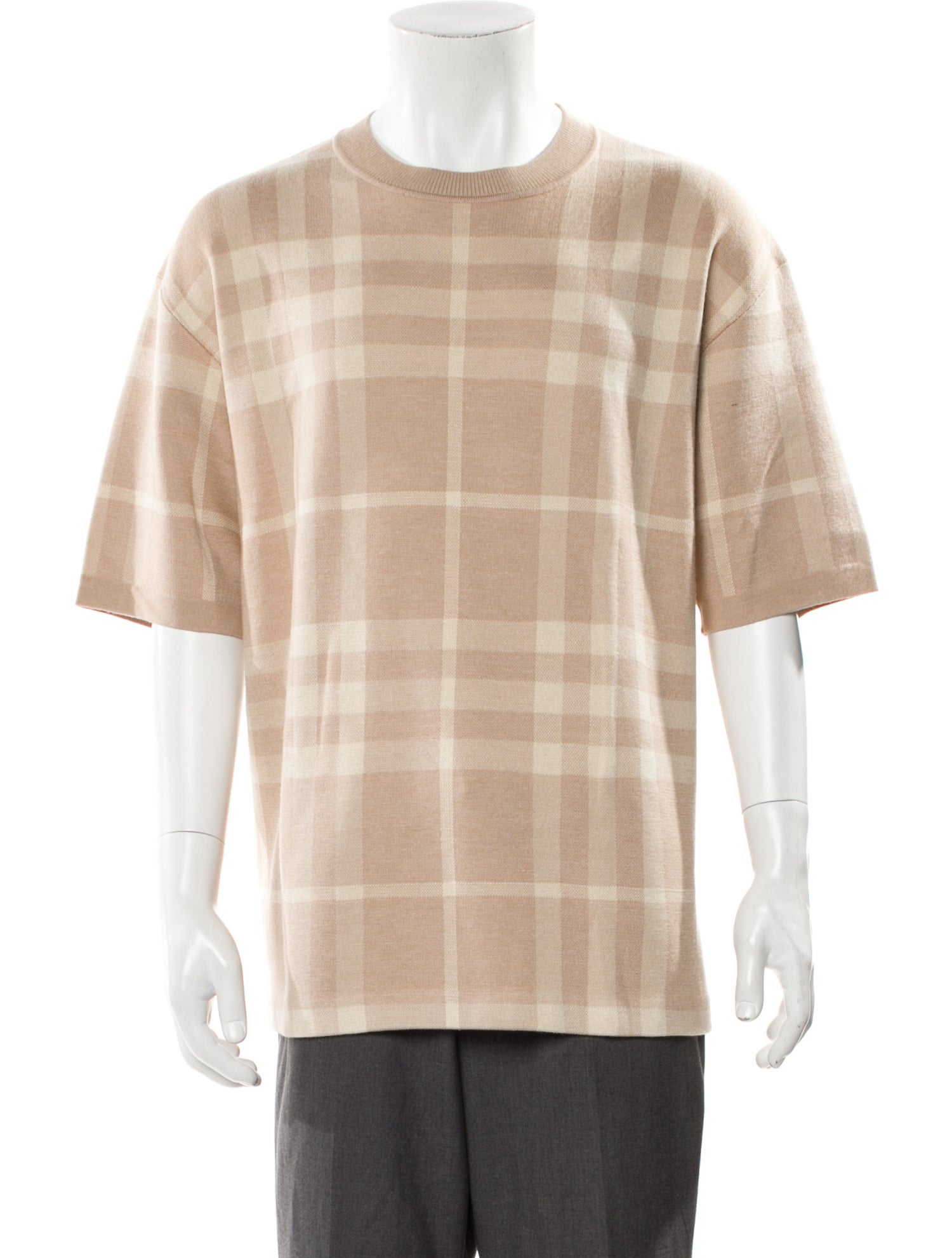 Burberry Wool Plaid Print T-Shirt w/ Tags