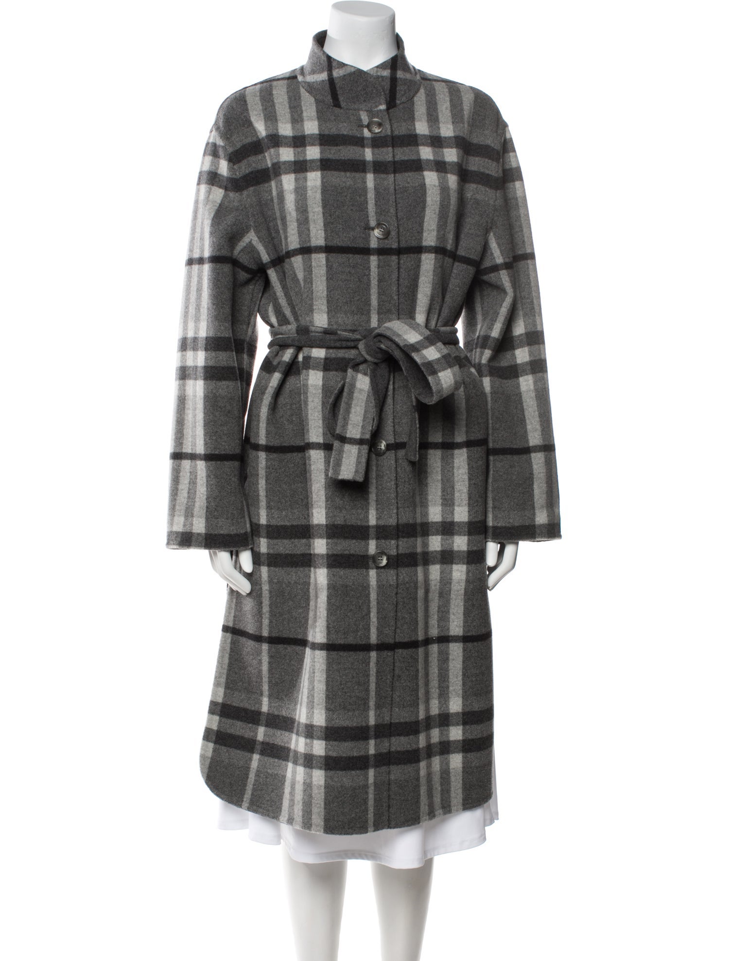 Burberry London Virgin Wool Plaid Print Trench Coat w/ Tags