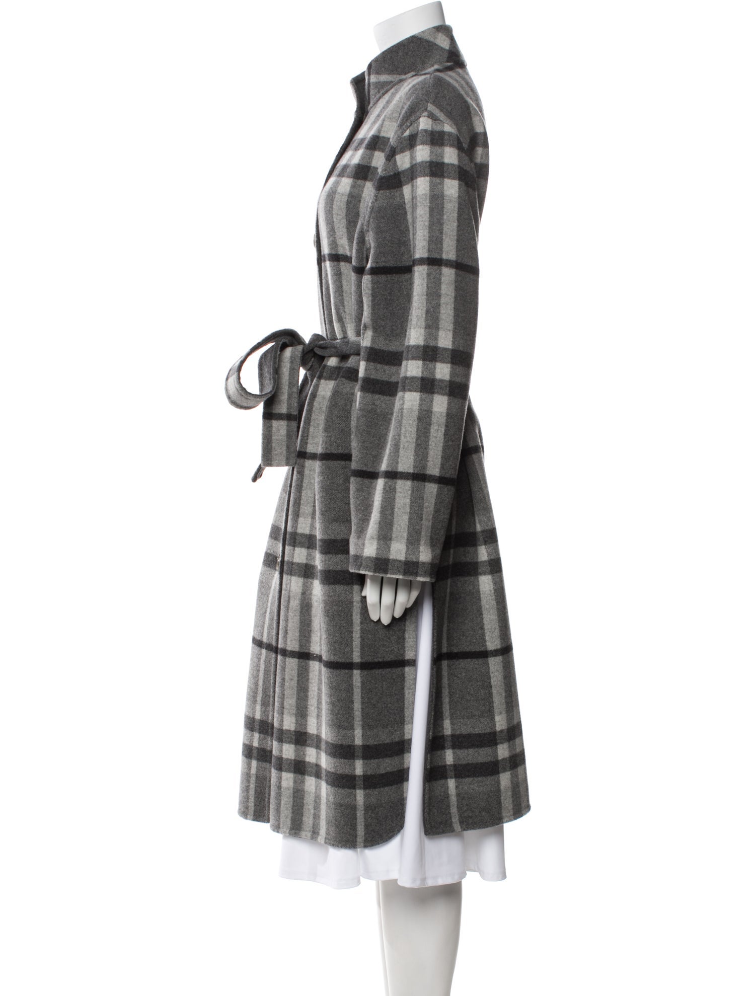 Burberry London Virgin Wool Plaid Print Trench Coat w/ Tags