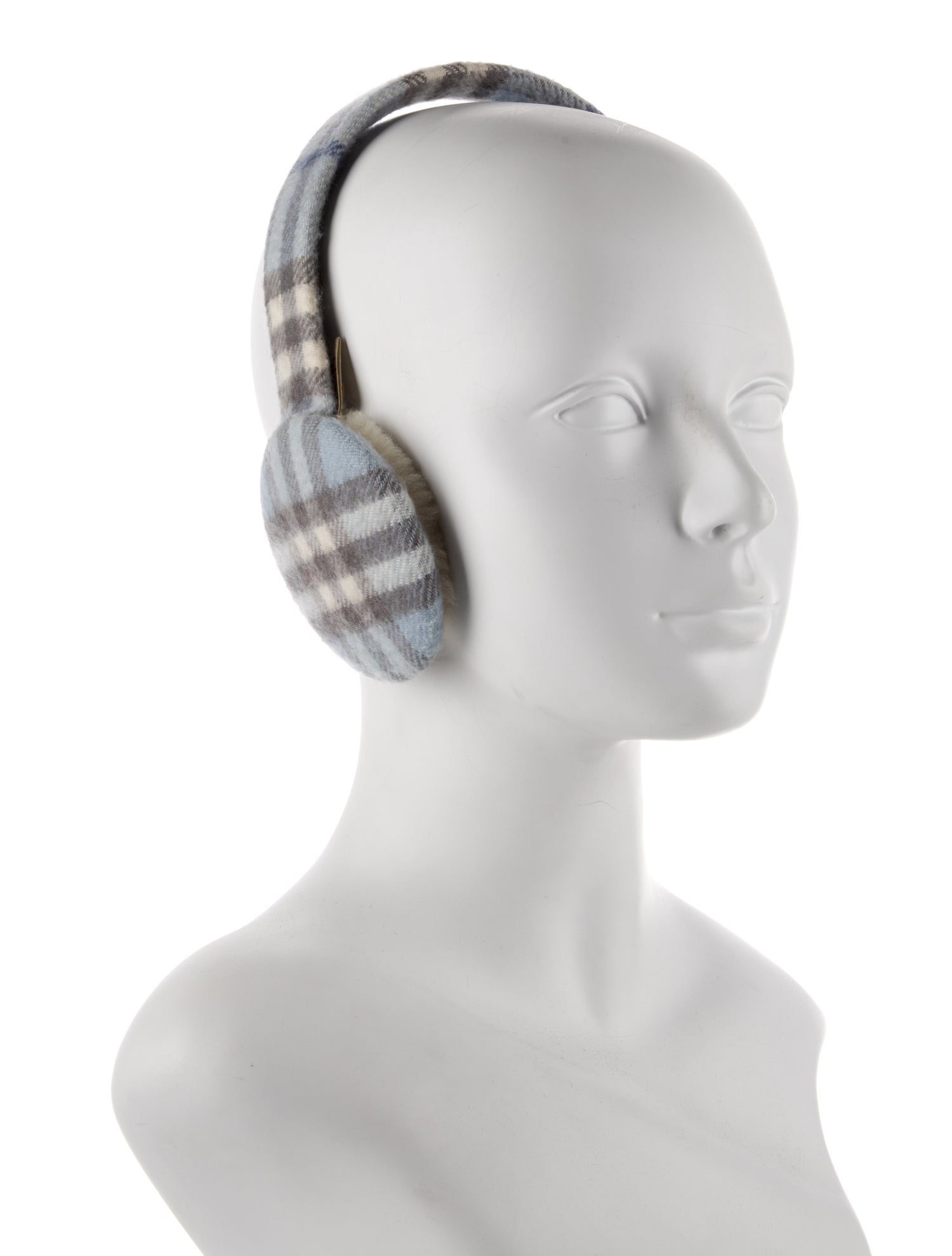 Burberry London Burberry London Blue Pattern Printed Cashmere Earmuffs