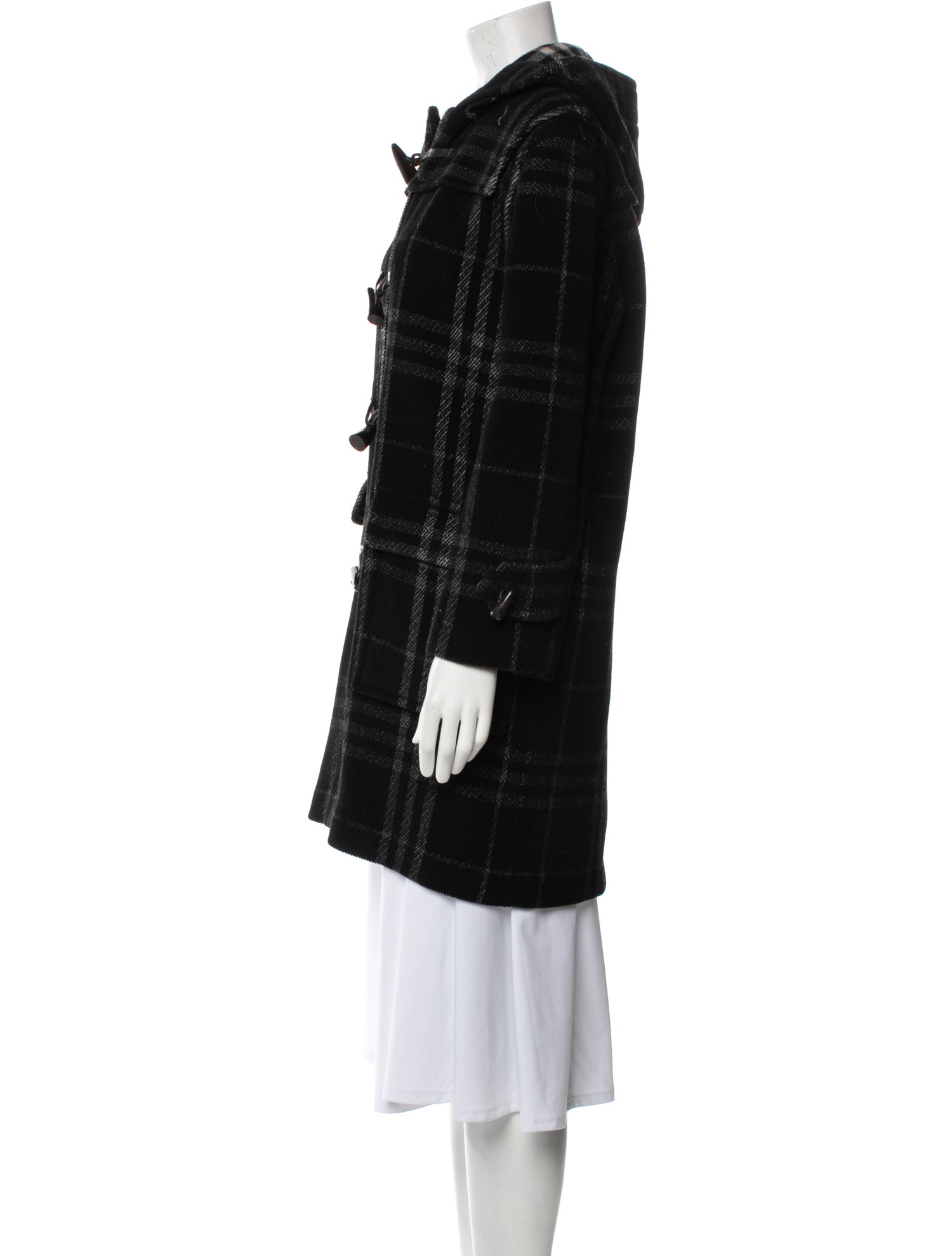 Burberry London Wool Plaid Print Coat