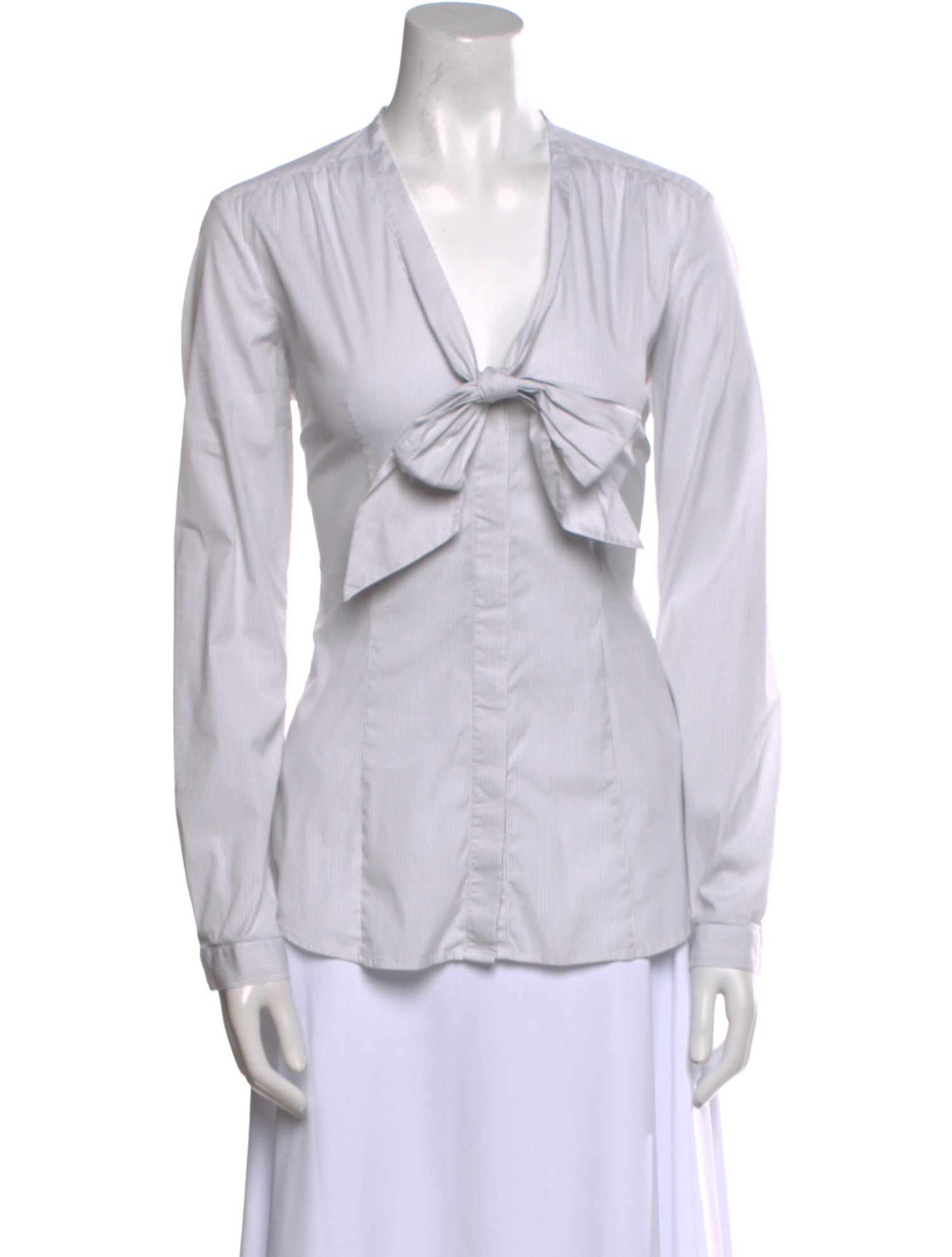 Burberry London V-Neck Long Sleeve Button-Up Top