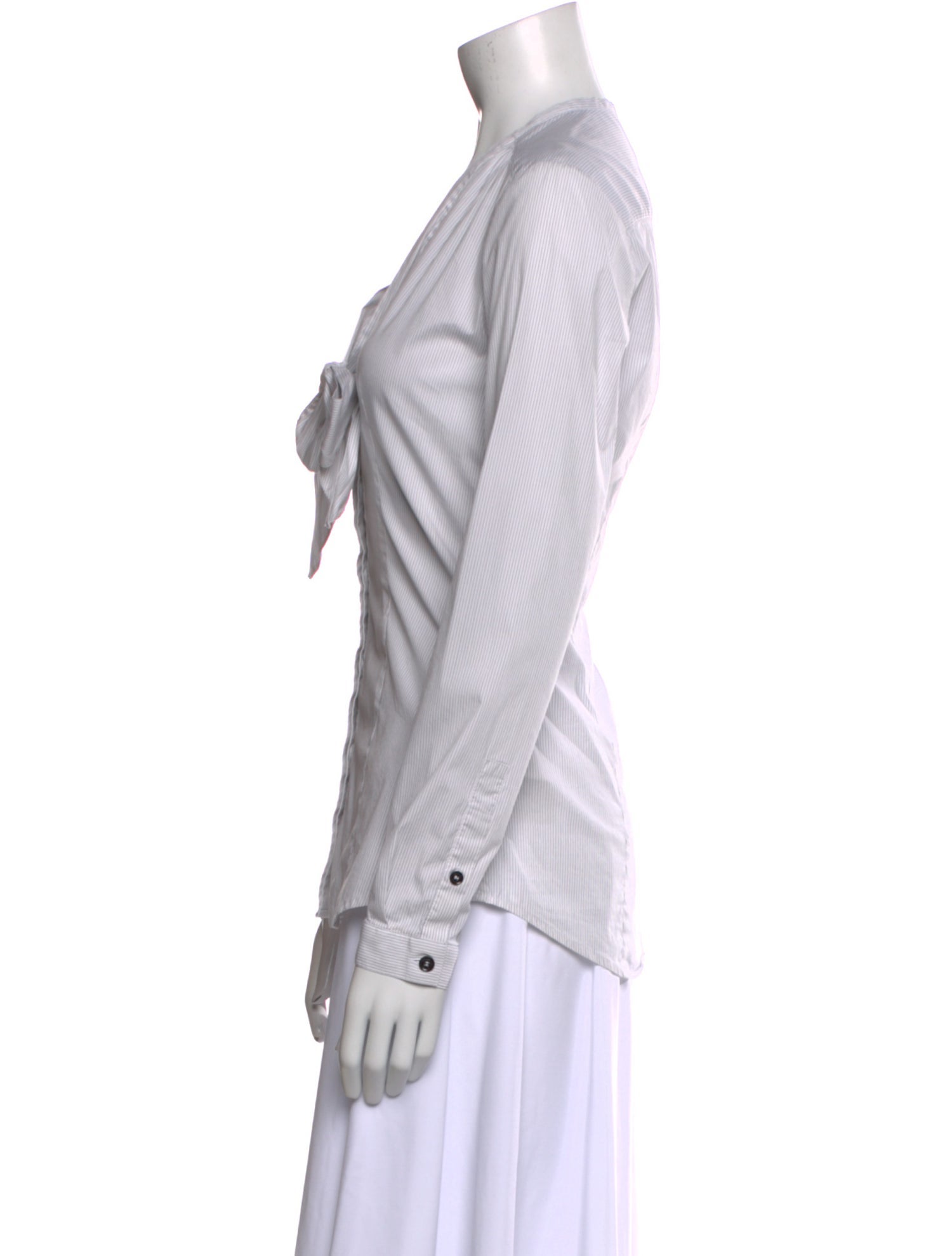 Burberry London V-Neck Long Sleeve Button-Up Top