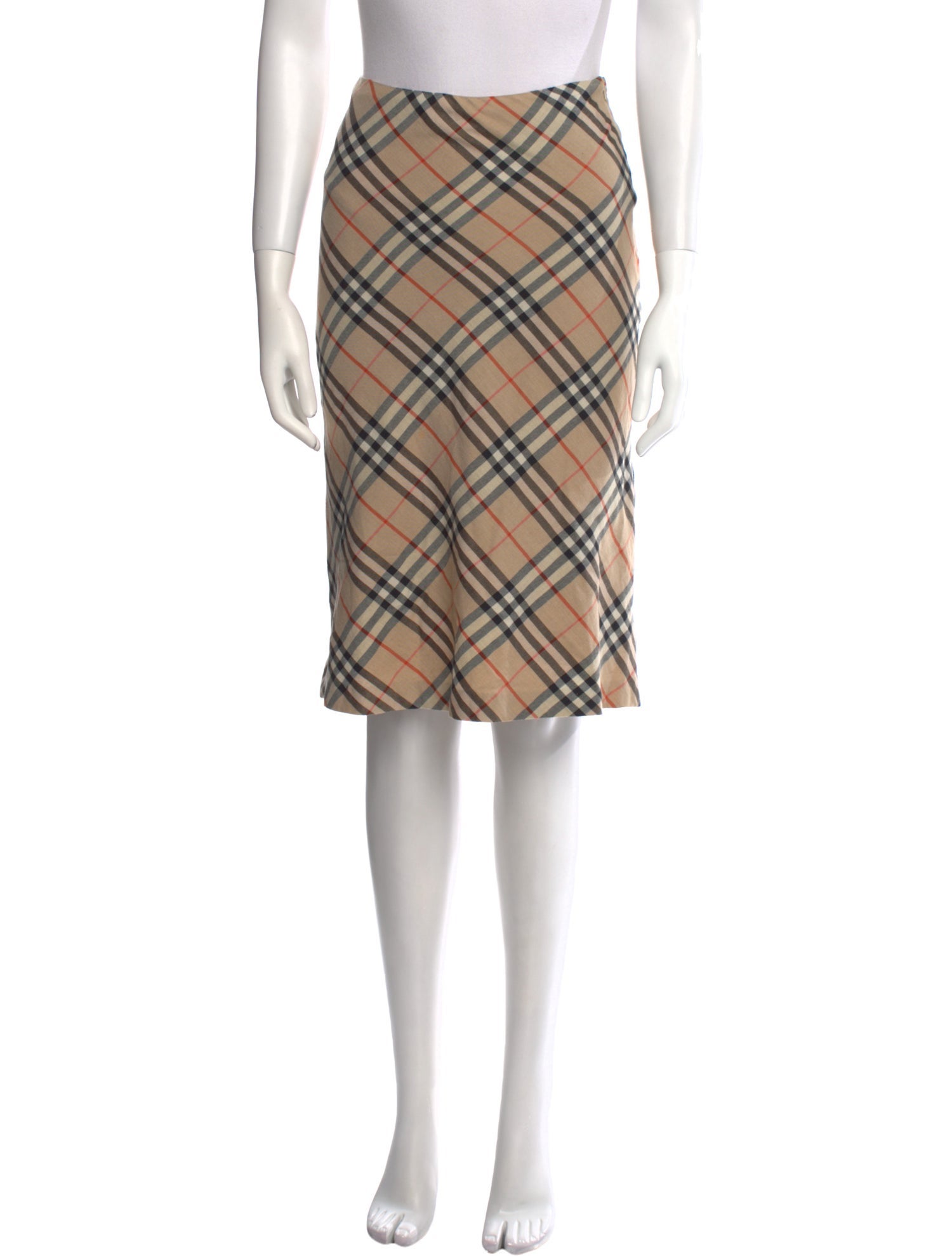 Burberry London Plaid Print Knee-Length Skirt