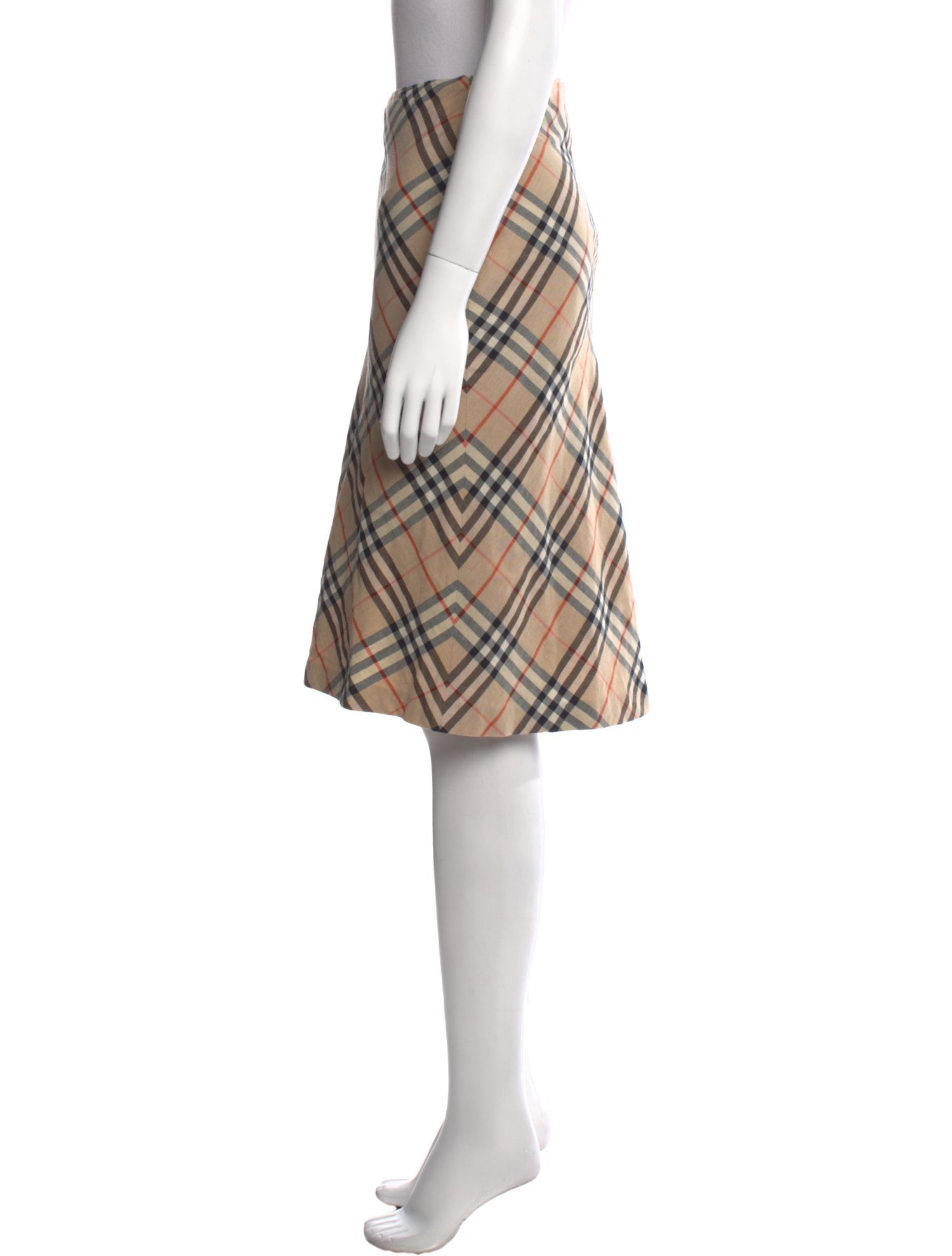Burberry London Plaid Print Knee-Length Skirt