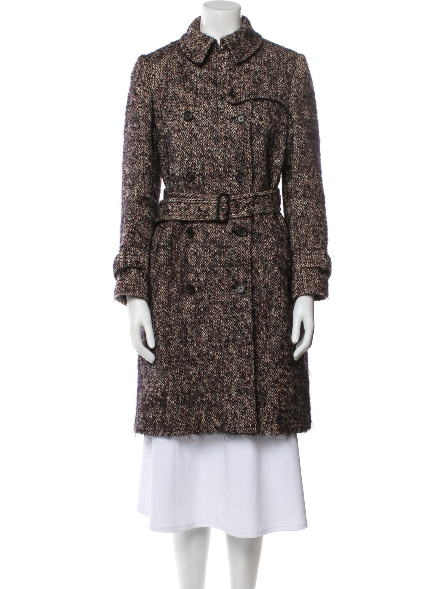 Burberry London Wool Tweed Pattern Trench Coat