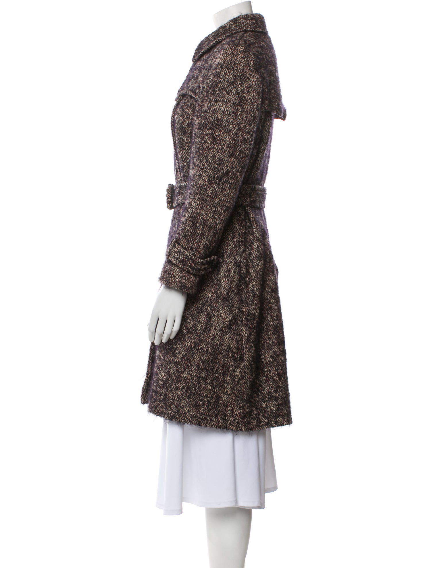 Burberry London Wool Tweed Pattern Trench Coat