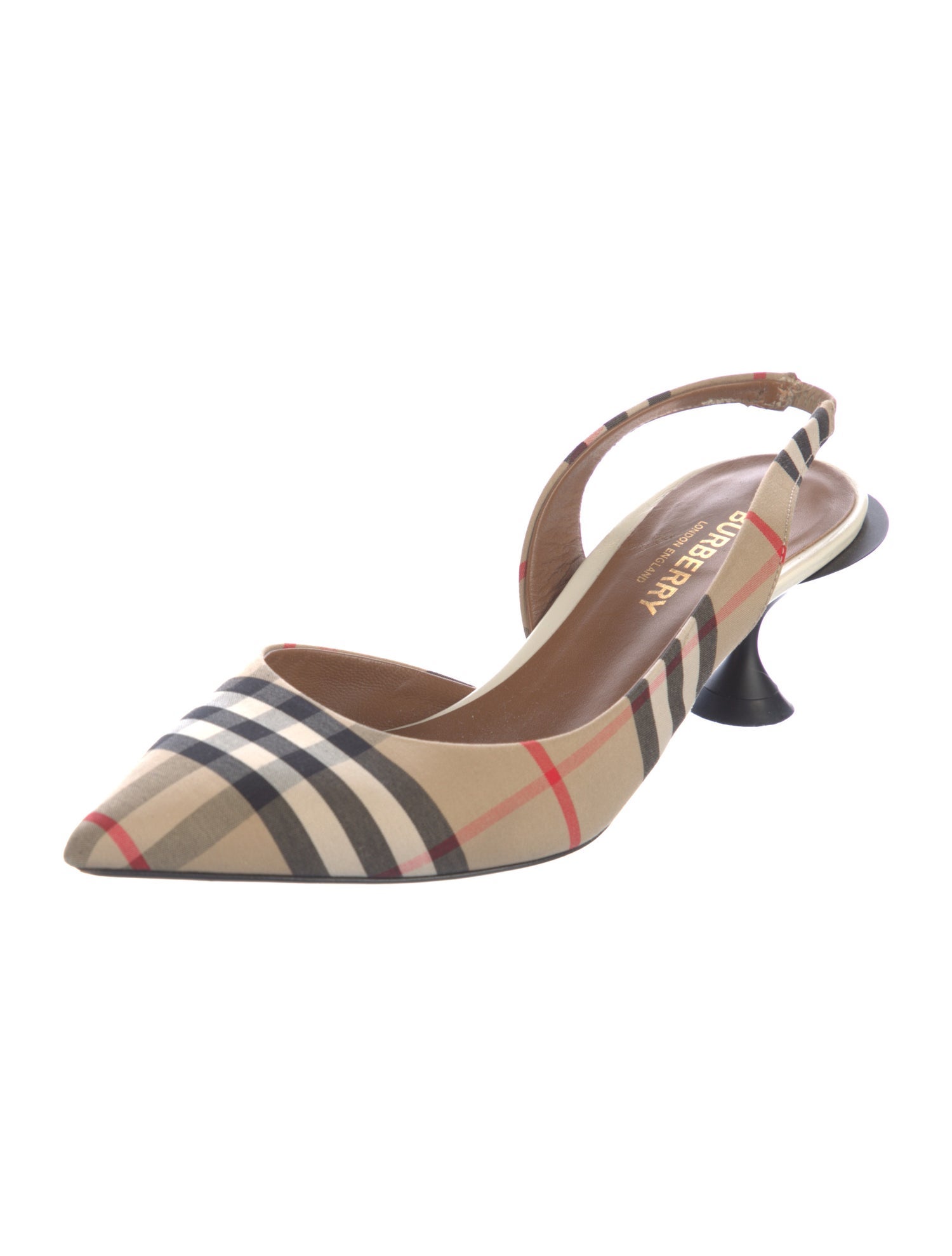 Burberry London Canvas Printed Slingback Pumps