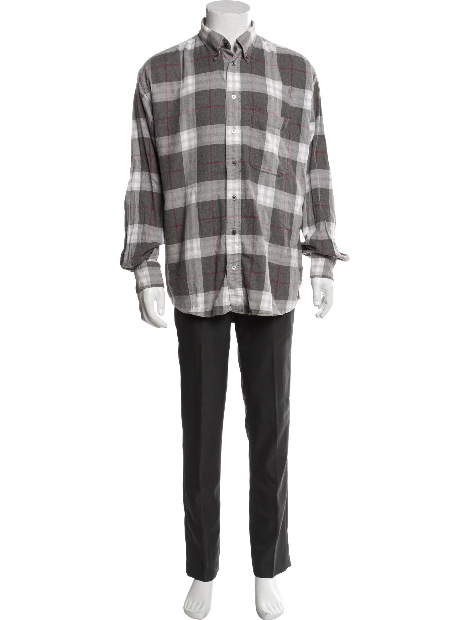 Burberry London Plaid Print Long Sleeve Shirt