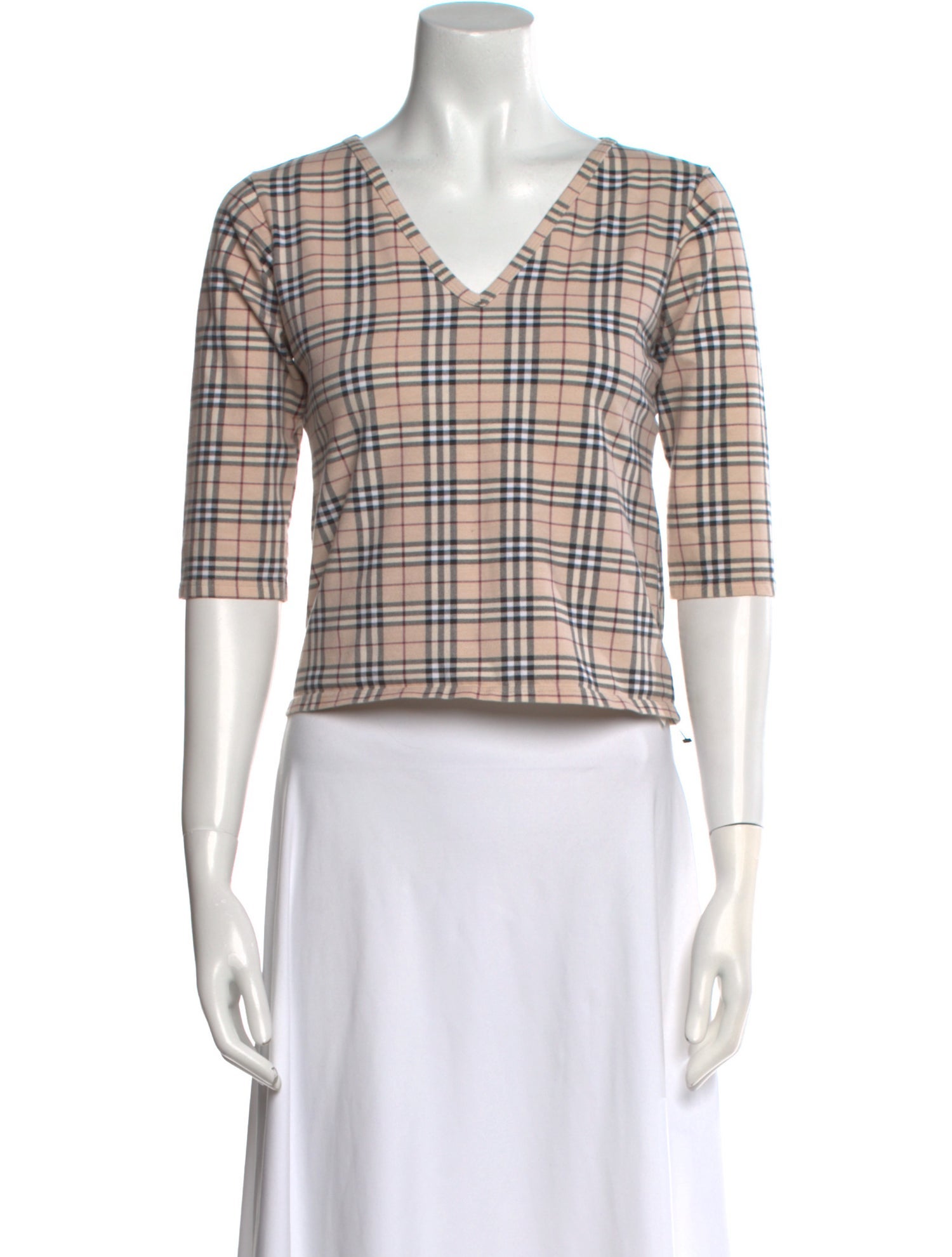 Burberry London Plaid Print V-Neck Crop Top