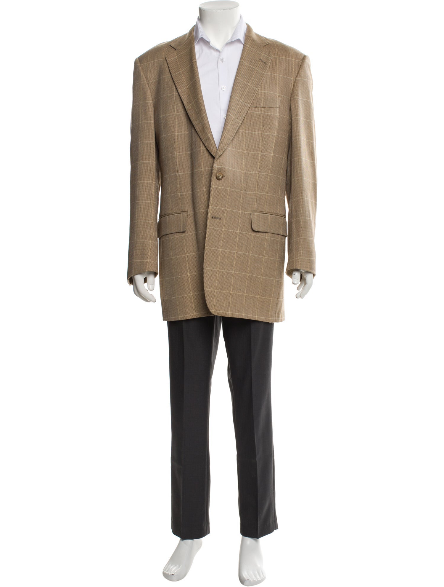 Burberry London Wool Plaid Print Blazer