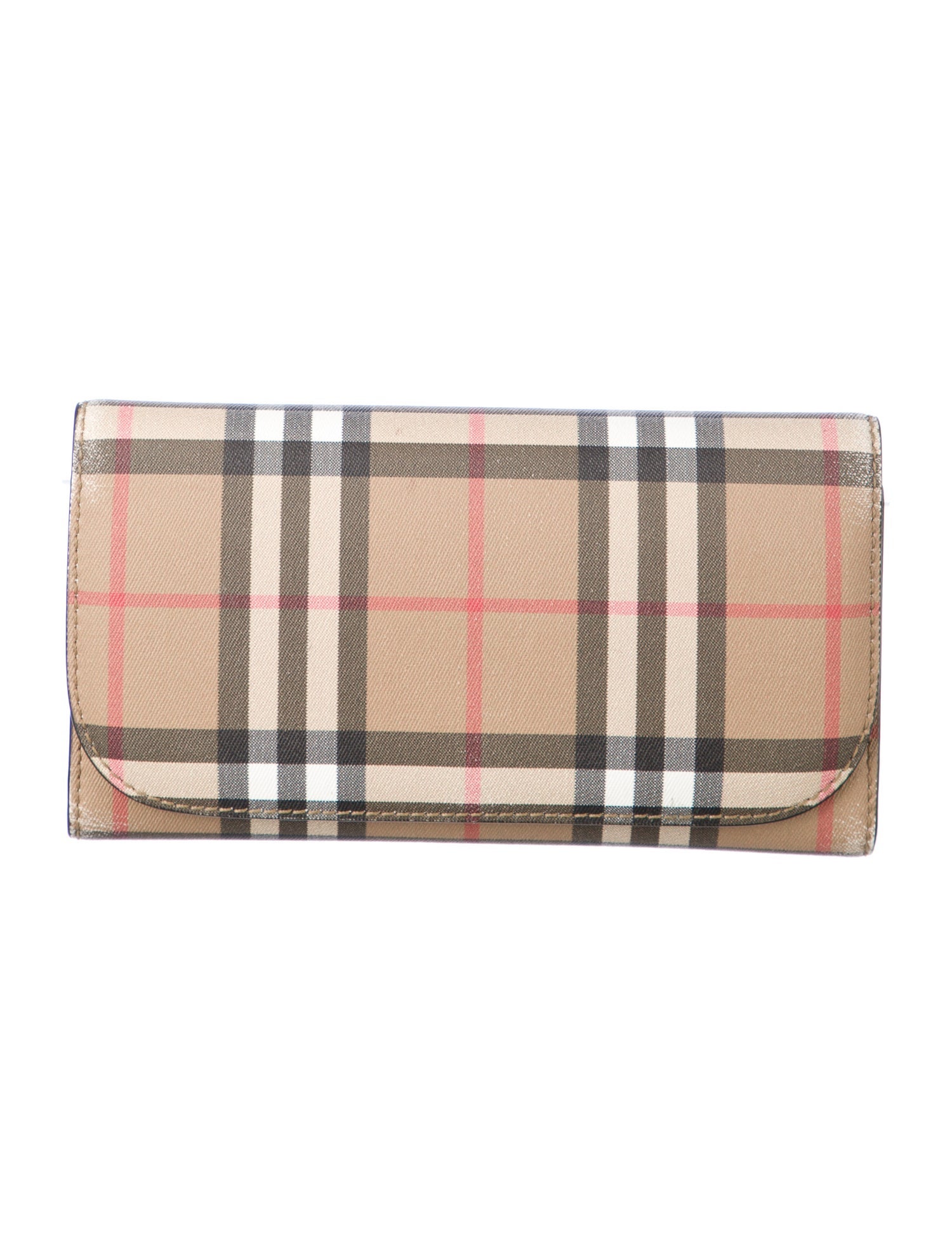 Burberry London Leather Plaid Print Wallet