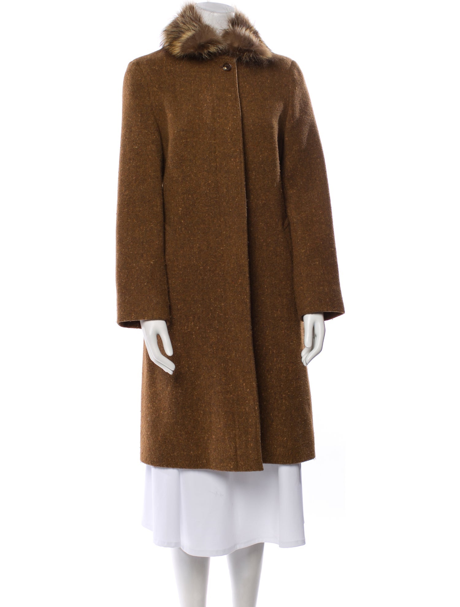 Burberry London Wool Faux Fur Coat