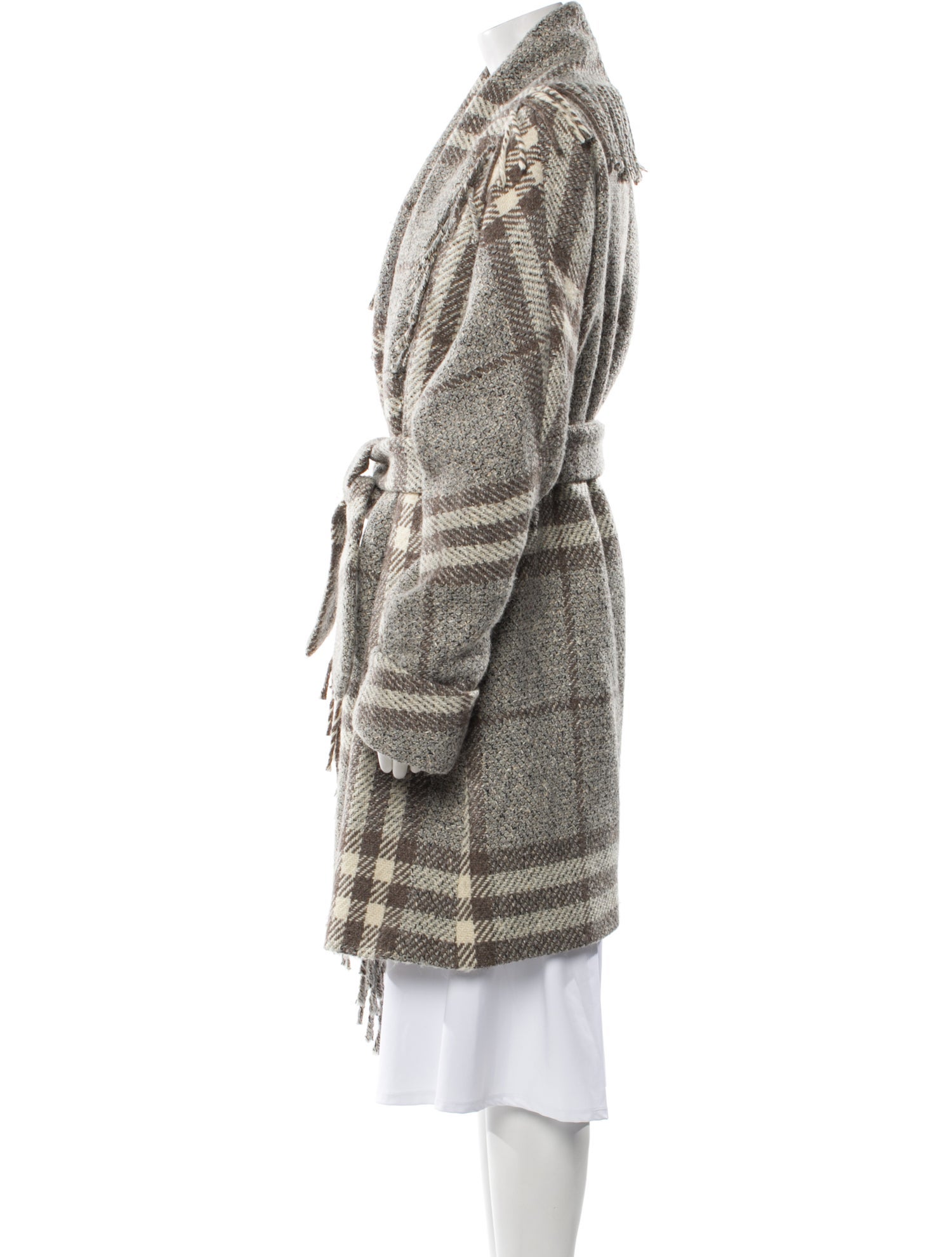Burberry London Wool Plaid Print Coat