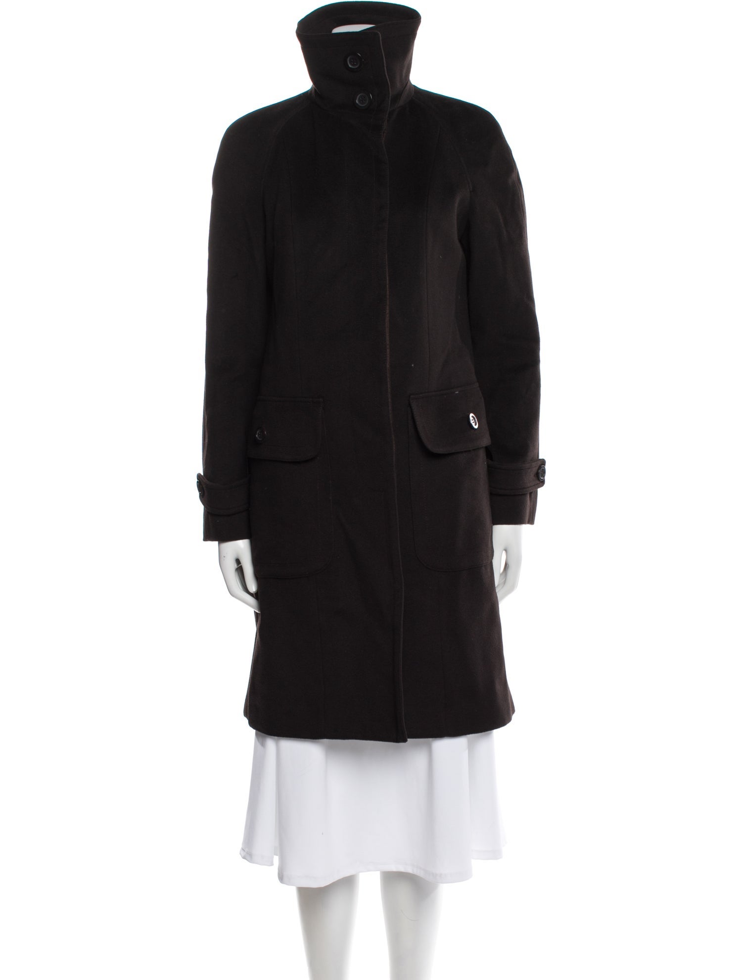 Burberry London Wool Faux Fur Coat