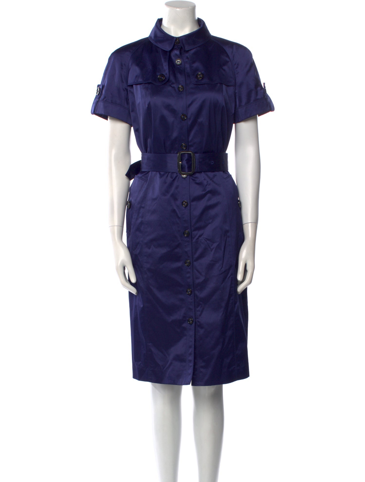 Burberry London Mock Neck Midi Length Dress