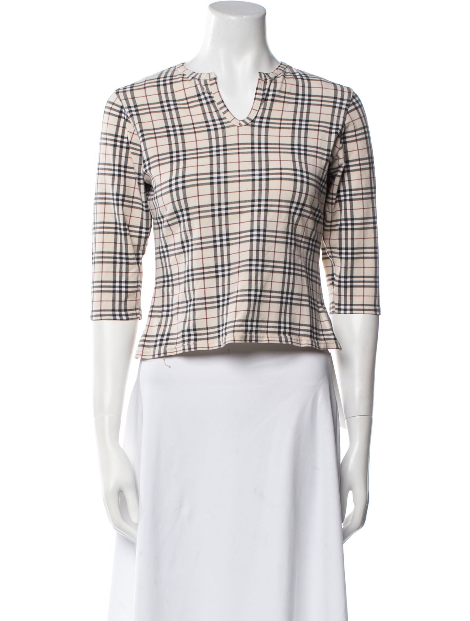 Burberry London Plaid Print V-Neck Crop Top