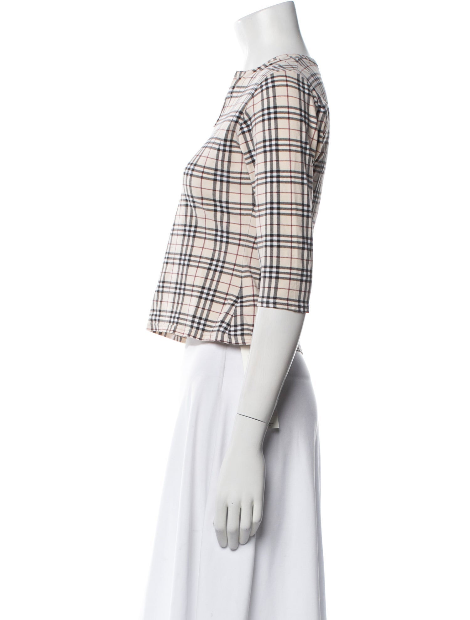Burberry London Plaid Print V-Neck Crop Top