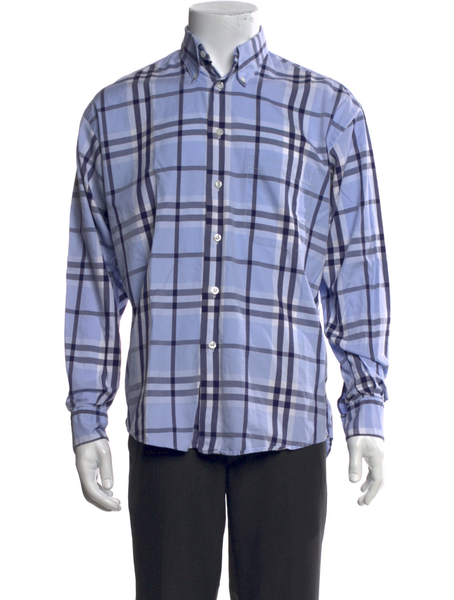 Burberry London Plaid Print Long Sleeve Dress Shirt