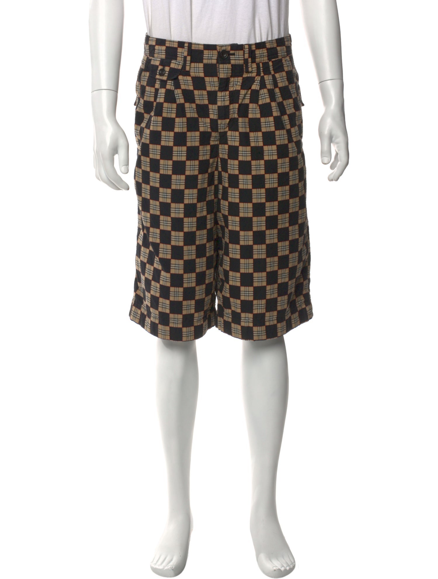 Burberry Plaid Print Jogger Shorts