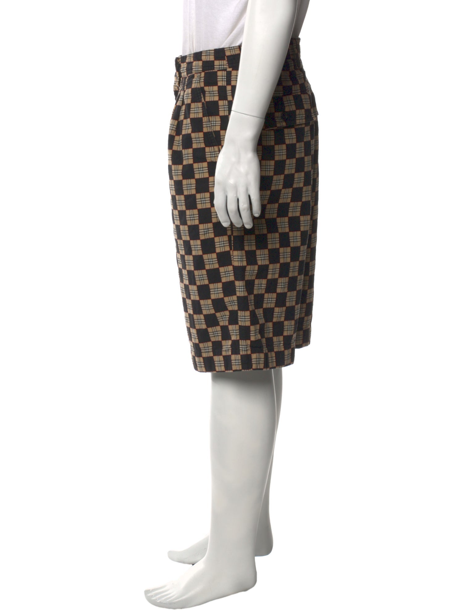 Burberry Plaid Print Jogger Shorts