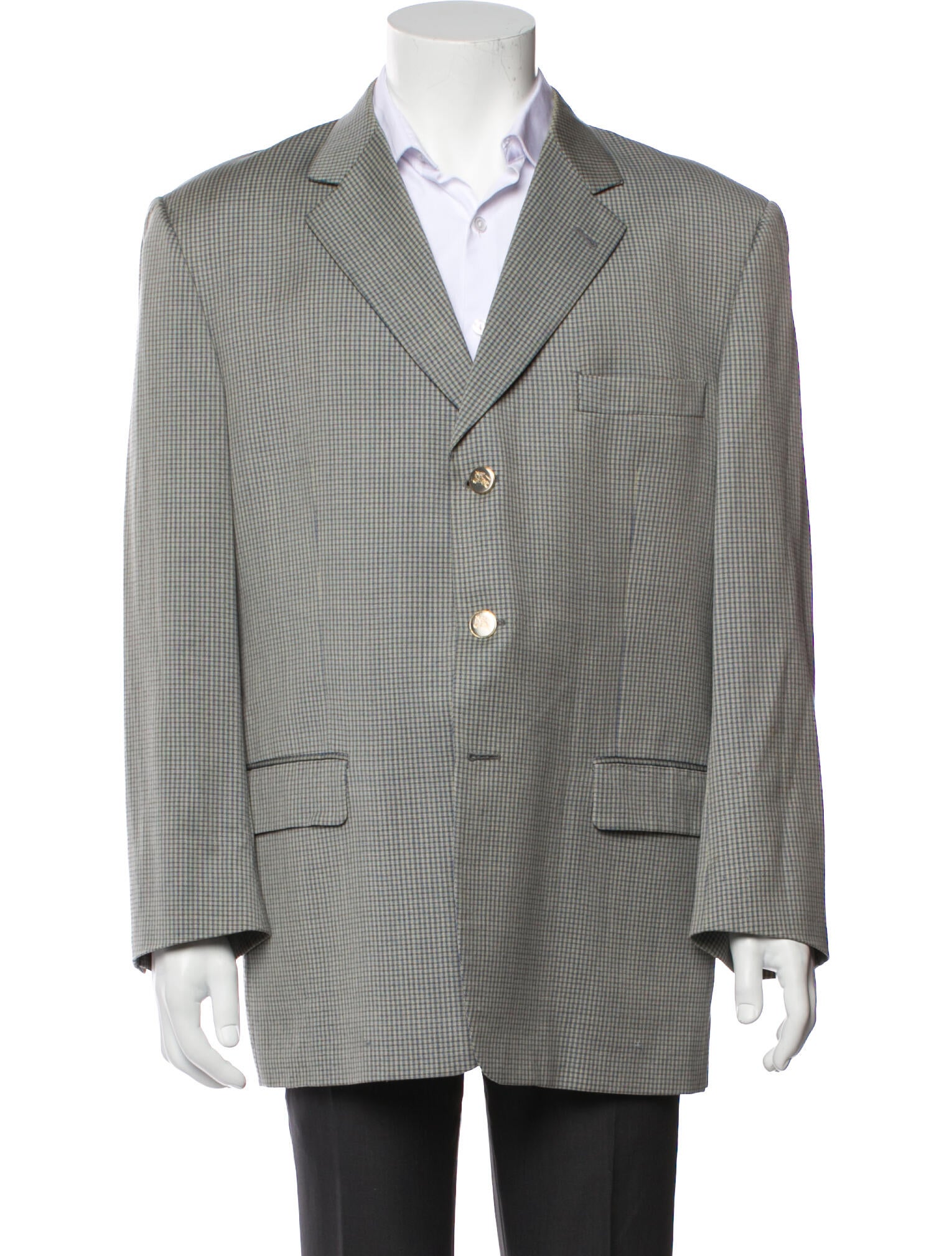 Burberry London Wool Plaid Print Peacoat