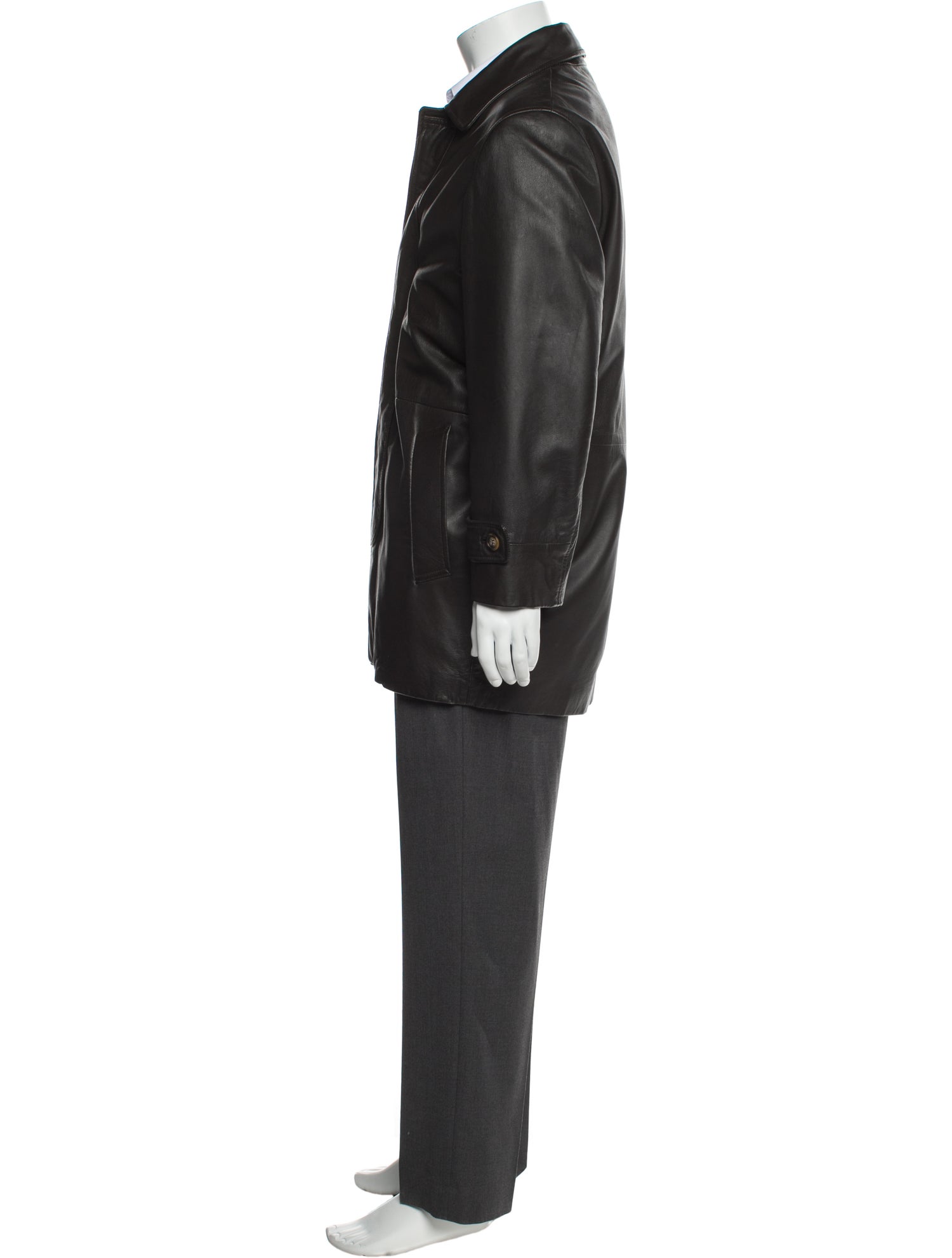 Burberry London Exploded Check Pattern Leather Overcoat