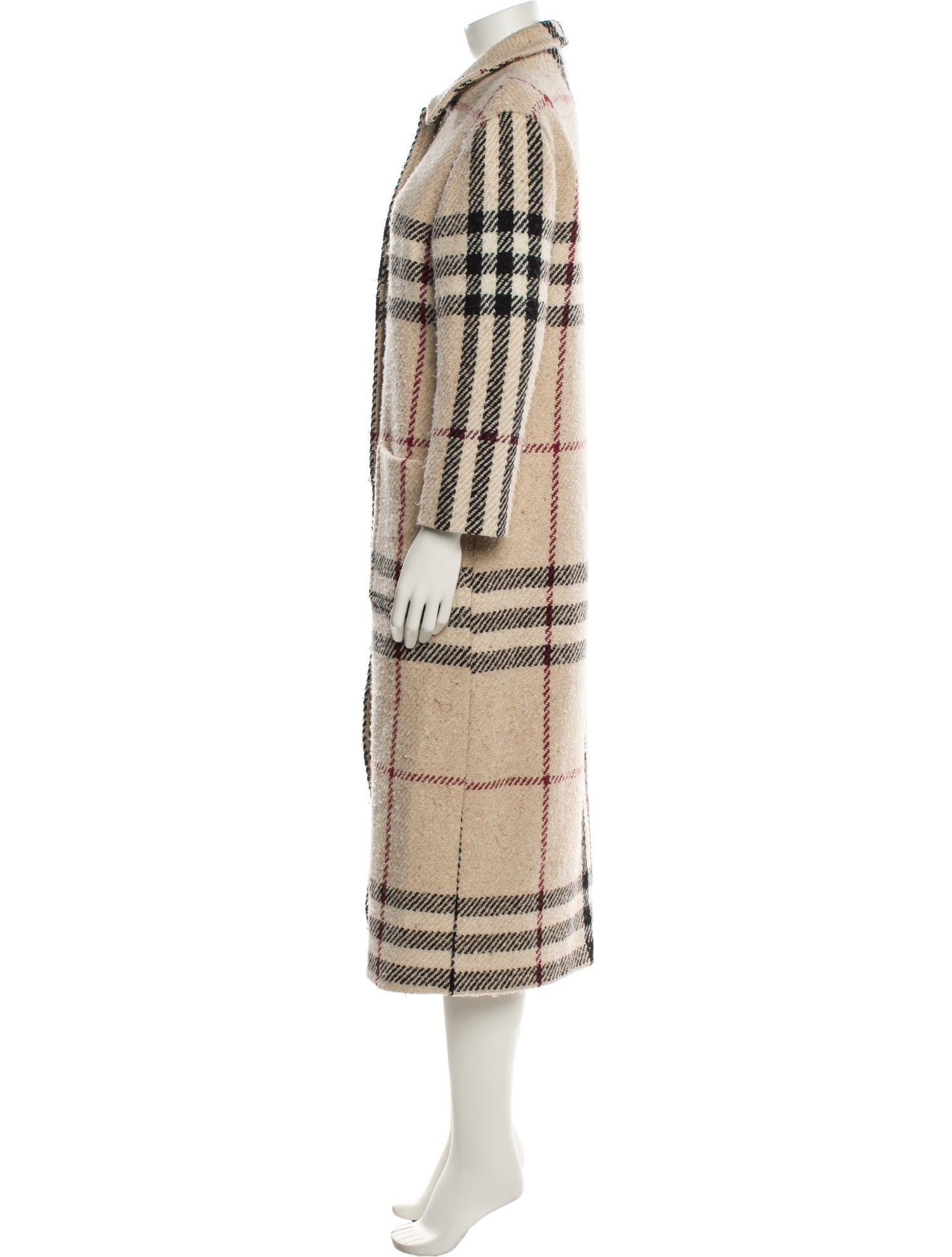 Burberry London Wool Plaid Print Coat