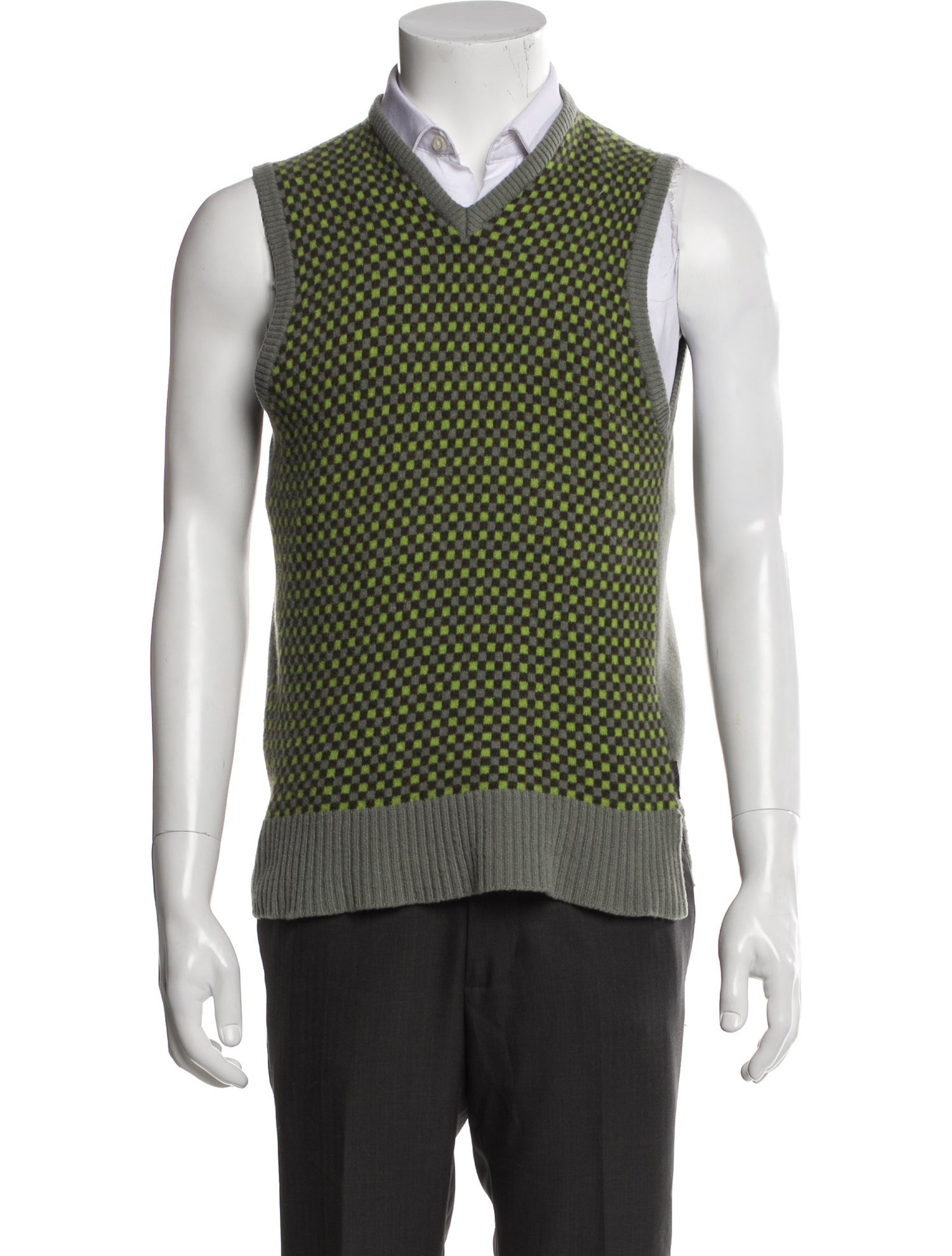 Burberry London Merino Wool Plaid Print Sweater Vest