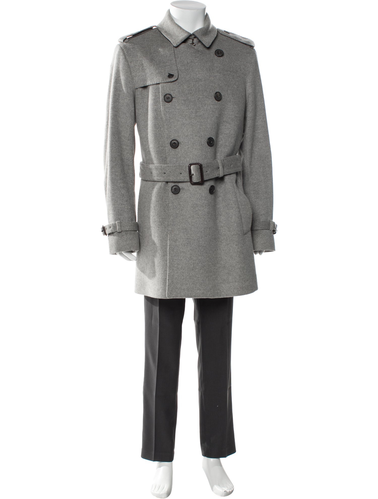 Burberry London Abstract Check Virgin Wool Trench Coat