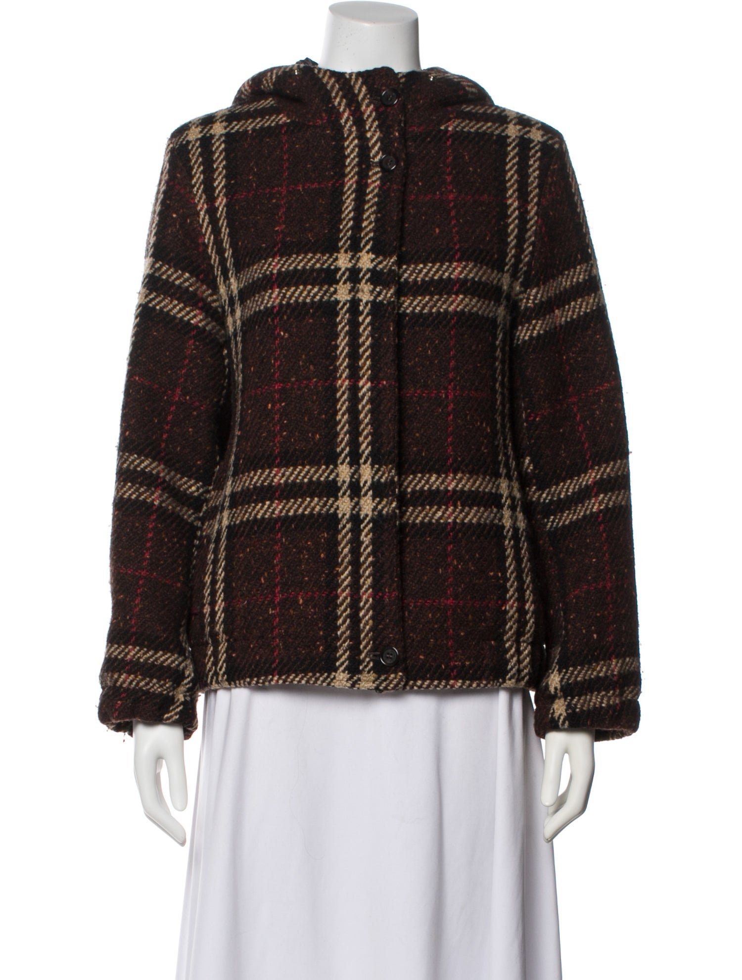 Burberry London Wool Plaid Print Jacket