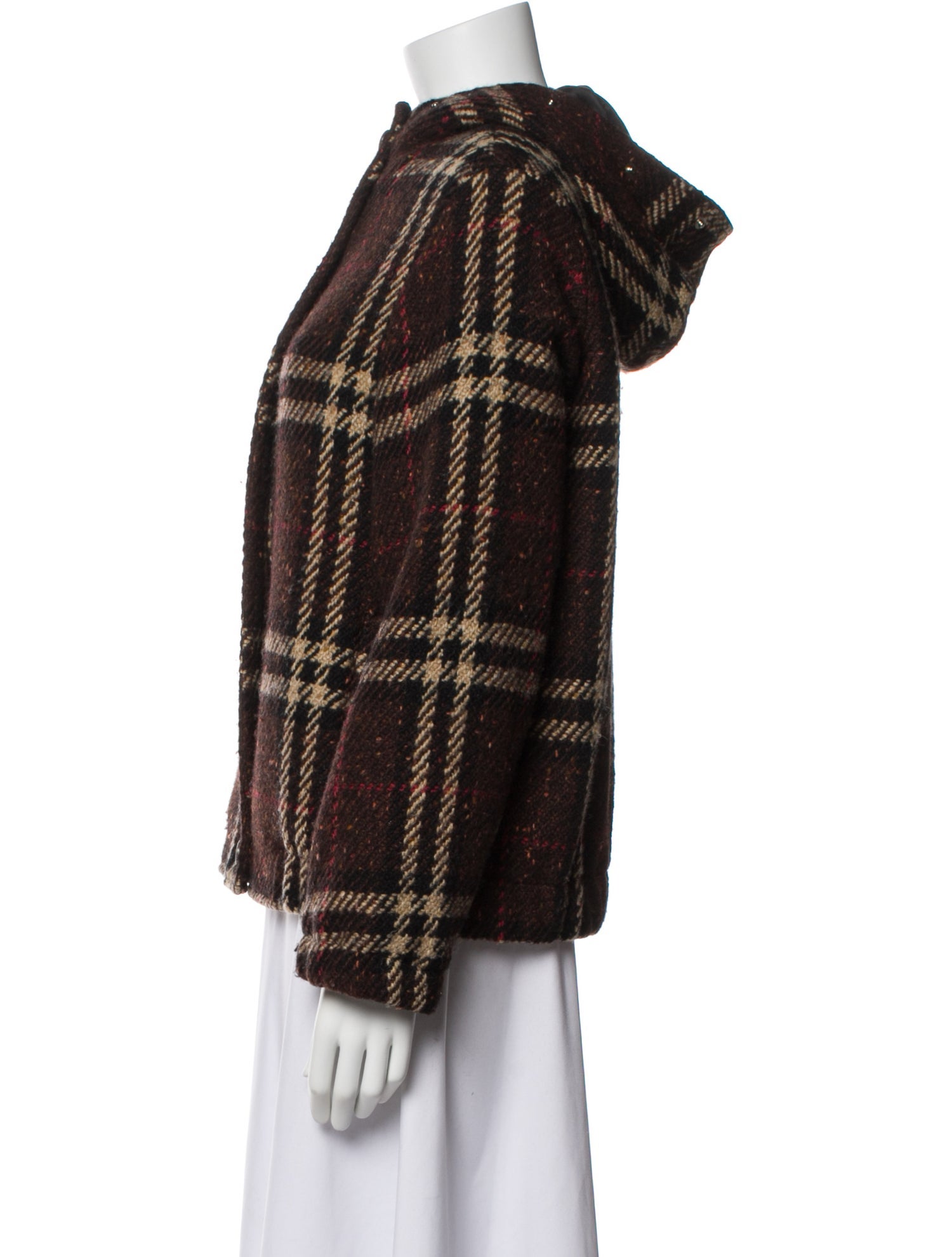 Burberry London Wool Plaid Print Jacket