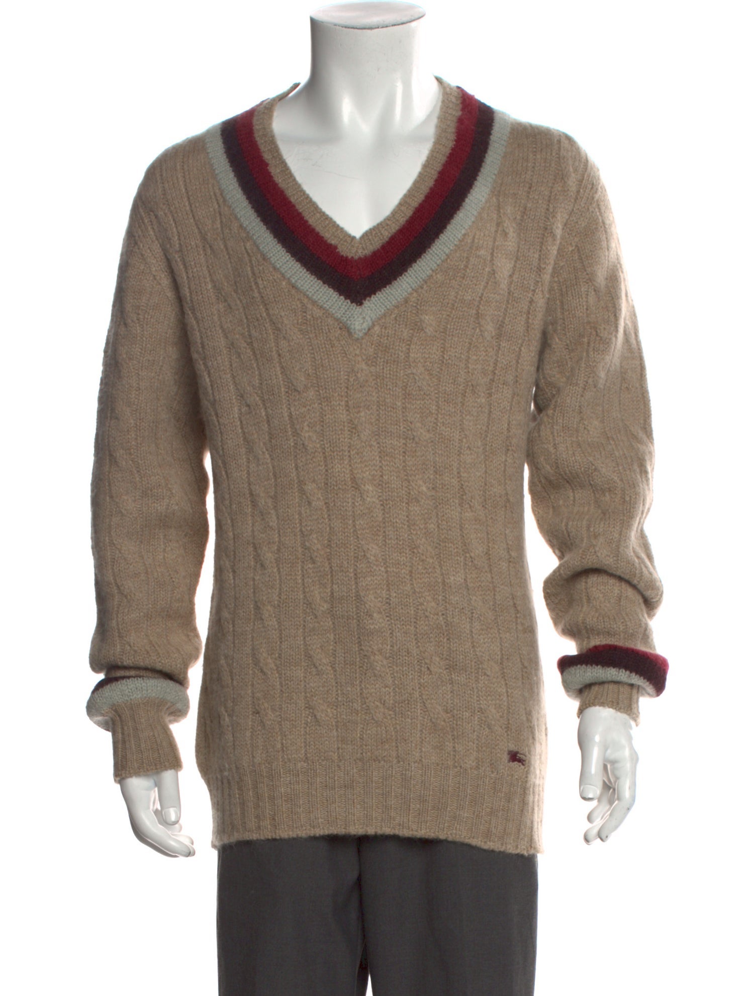 Burberry London Striped V-Neck Pullover