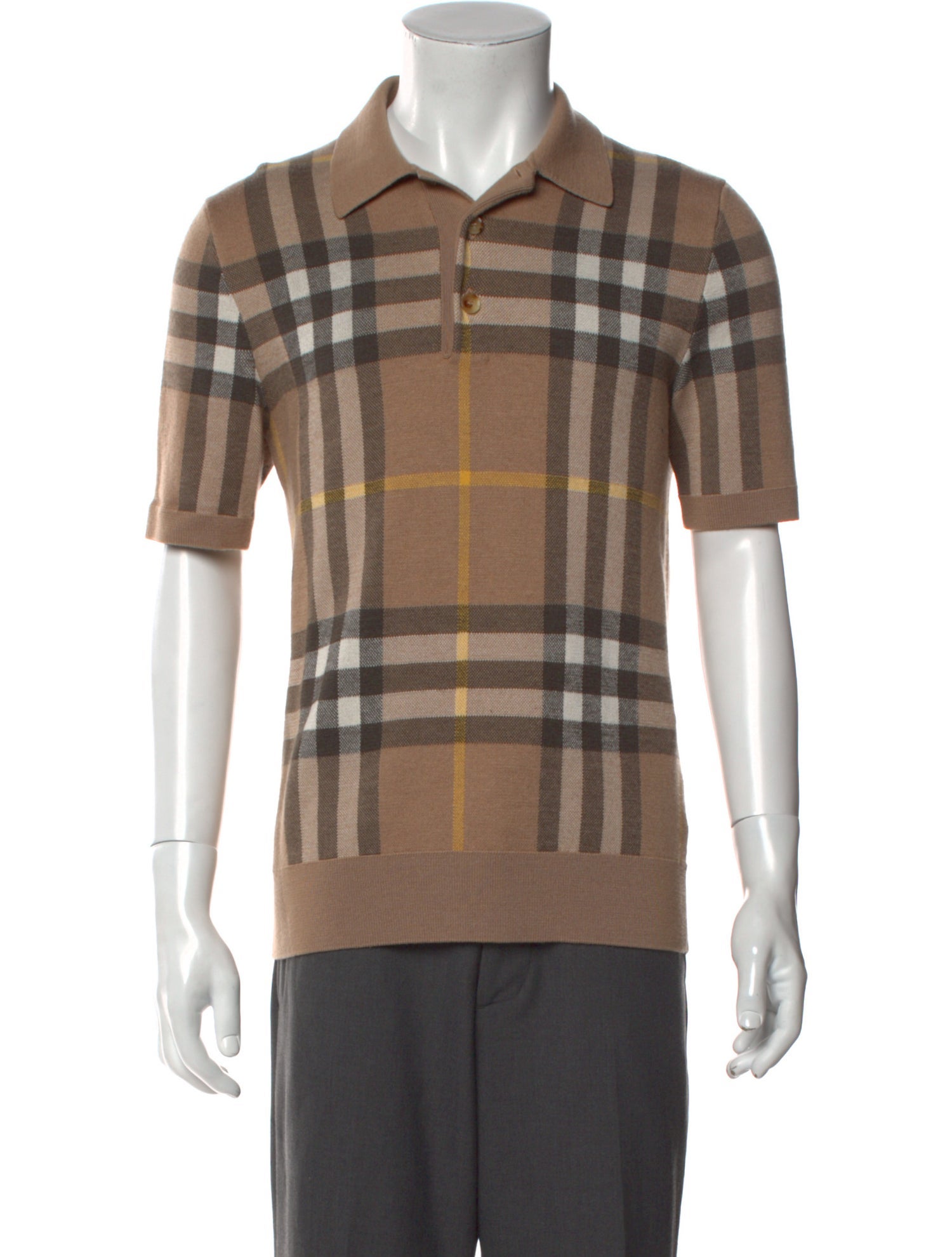 Burberry House Check Pattern Silk Polo Shirt