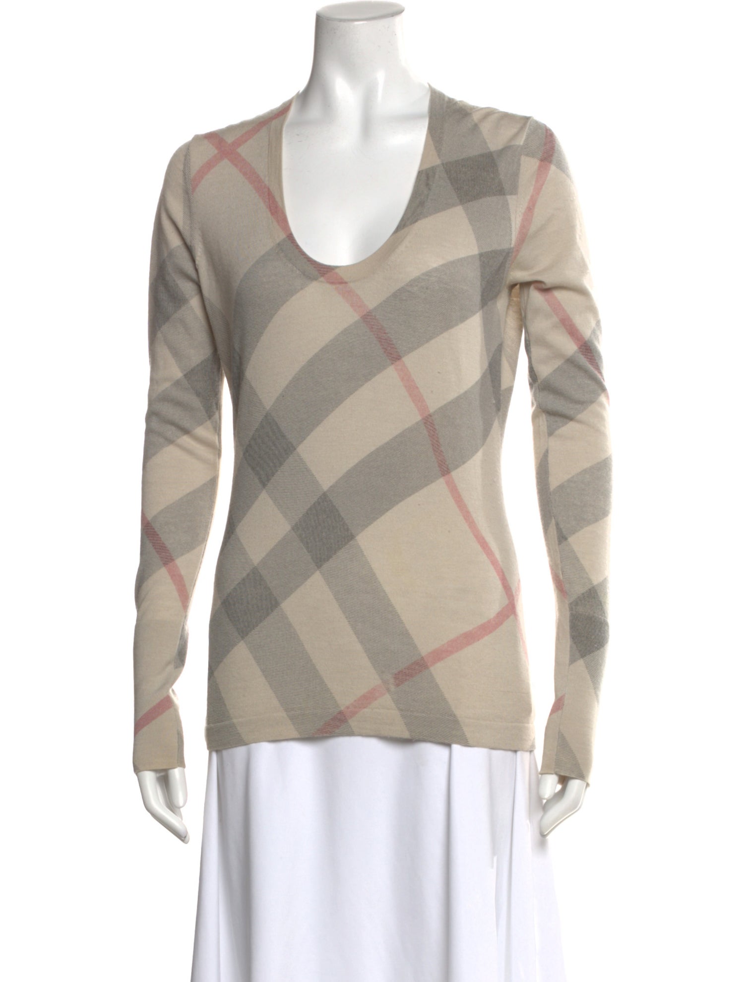 Burberry London Wool Plaid Print Top