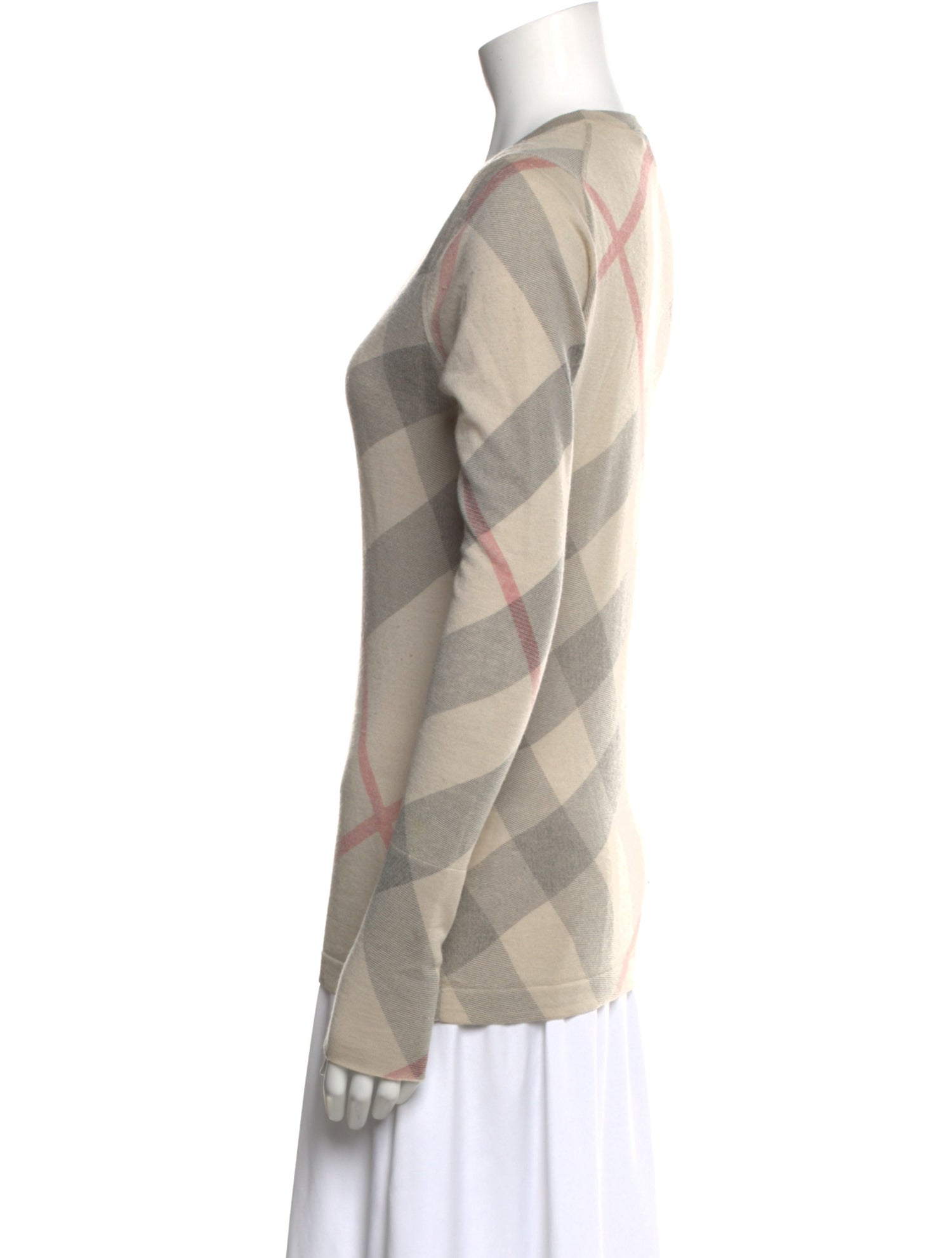 Burberry London Wool Plaid Print Top