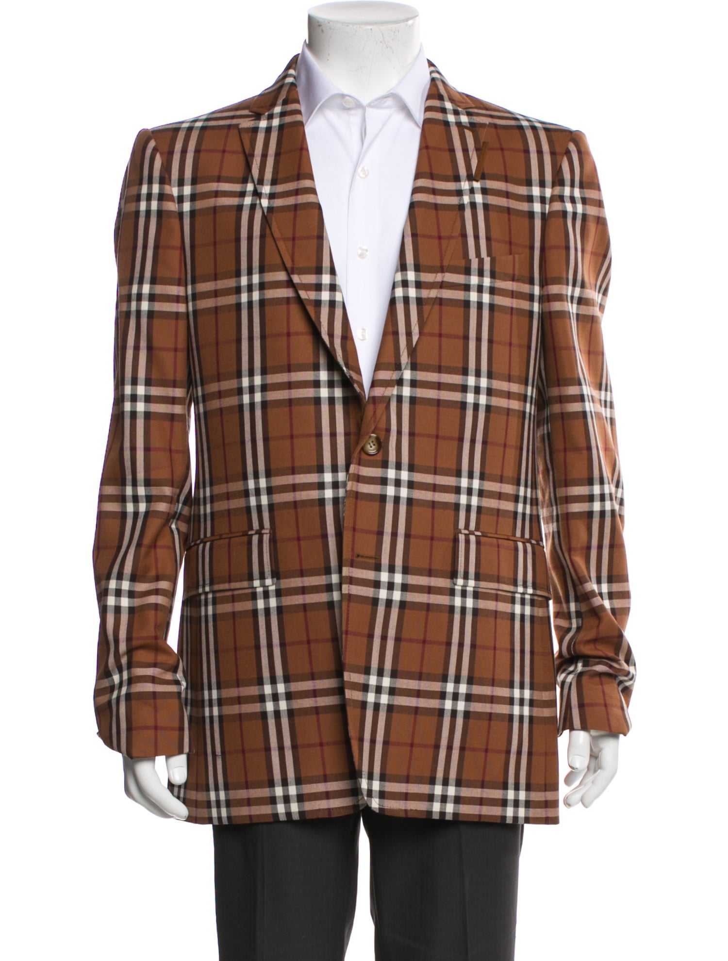 Burberry London House Check Pattern Wool Peacoat