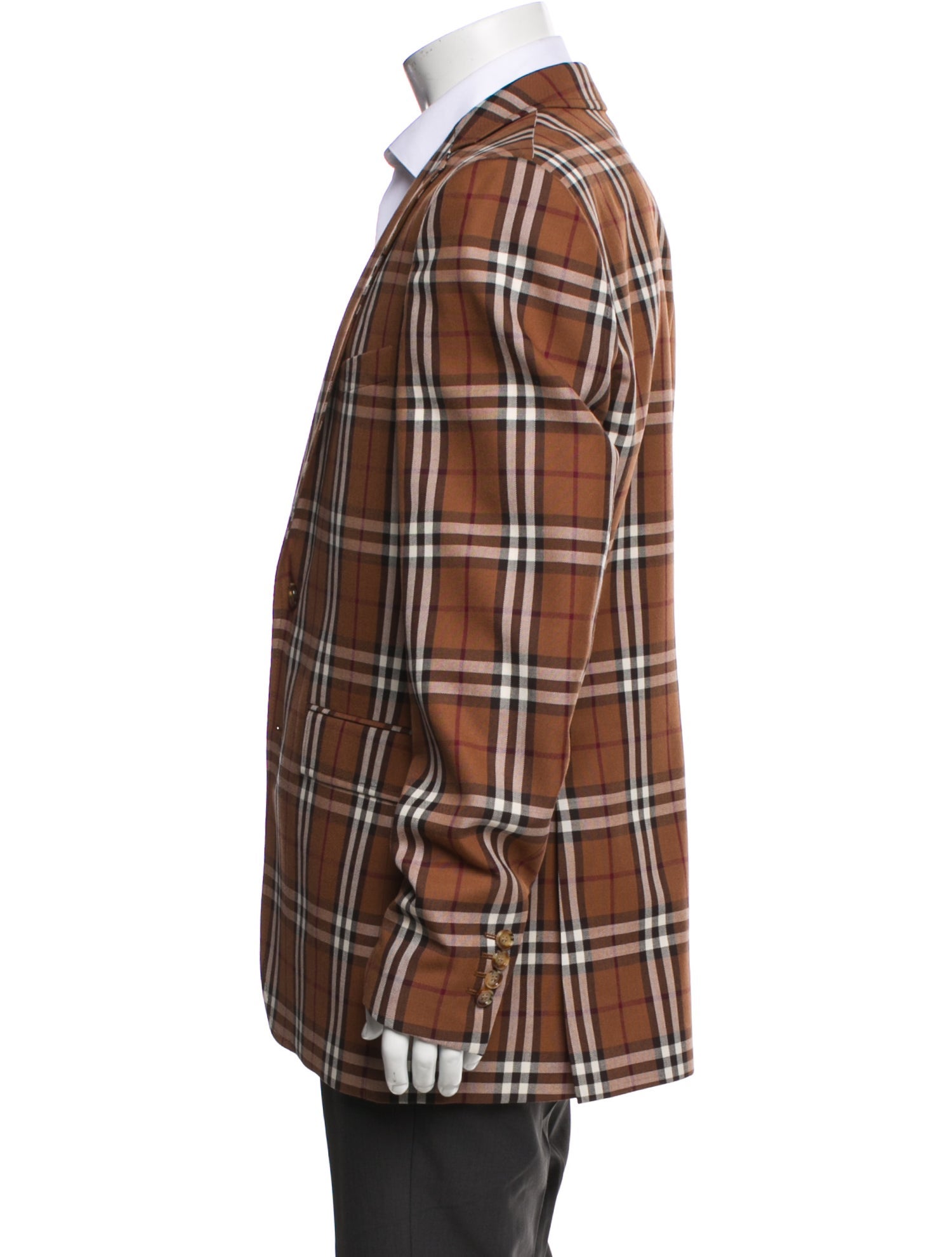 Burberry London House Check Pattern Wool Peacoat