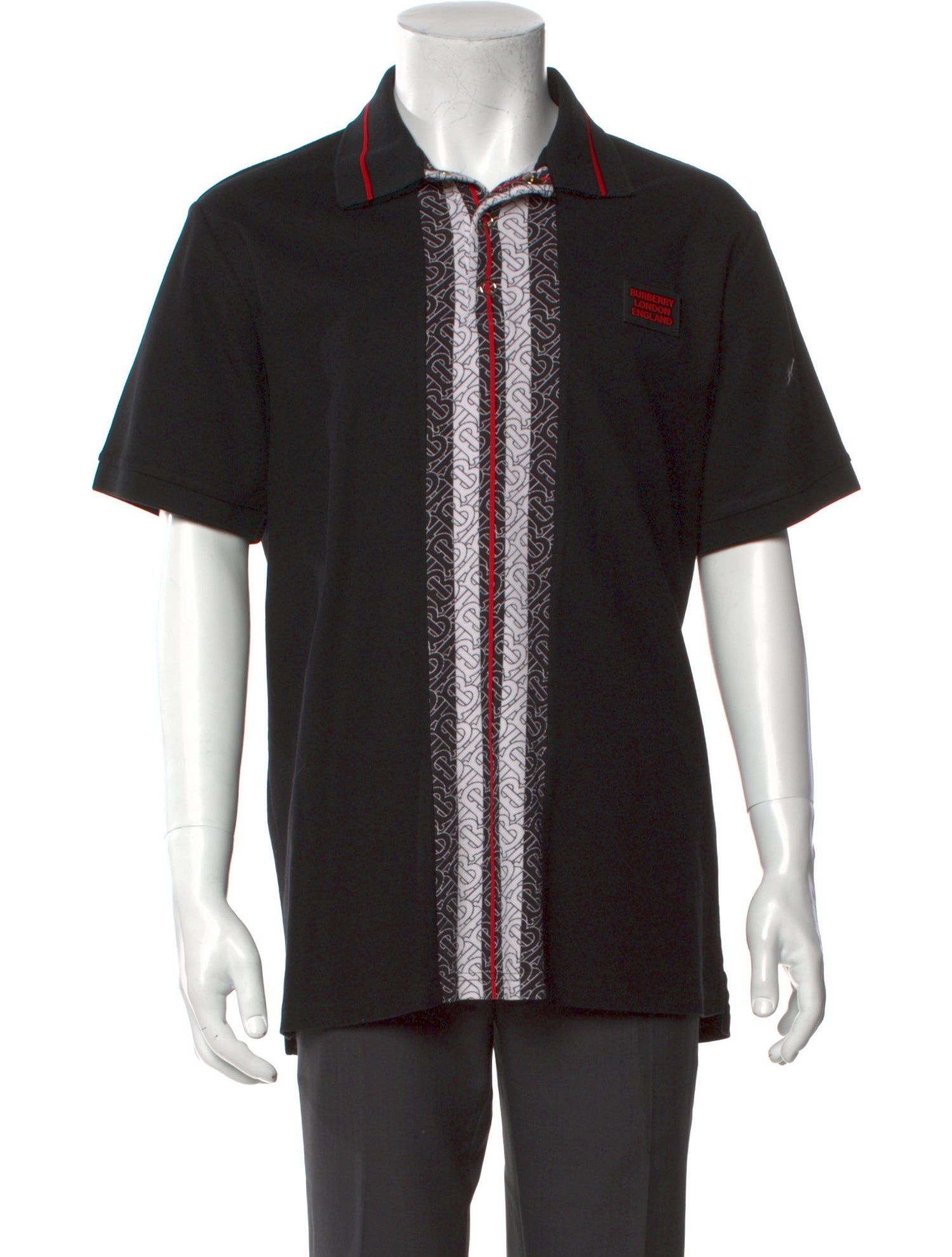 Burberry London Printed V-Neck Polo Shirt