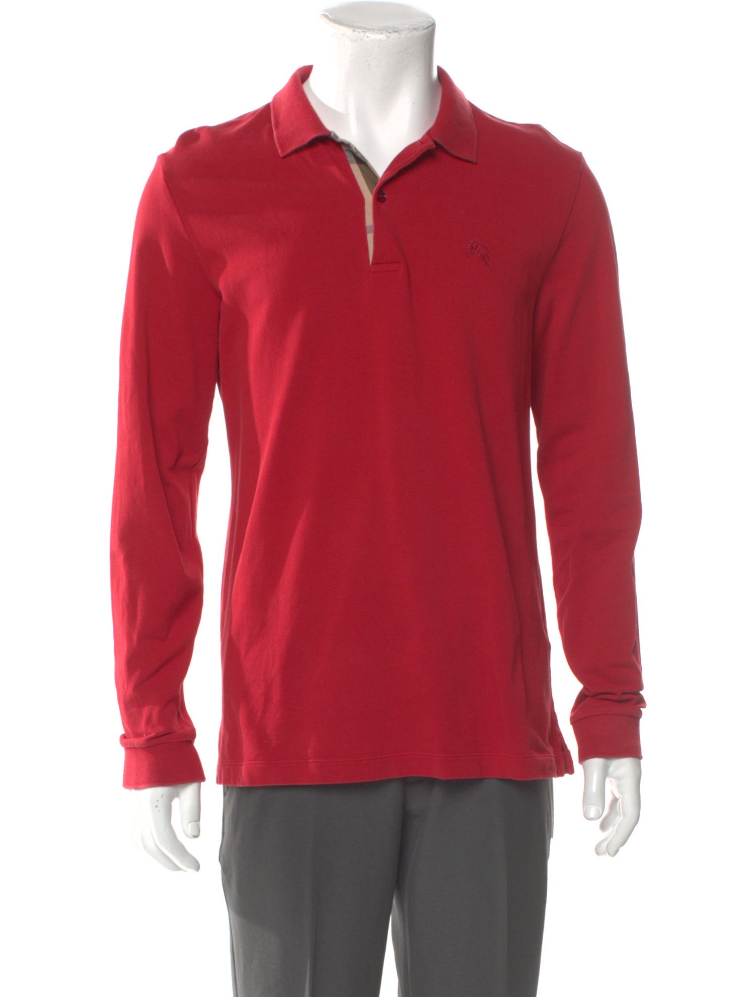 Burberry V-Neck Long Sleeve Polo Shirt