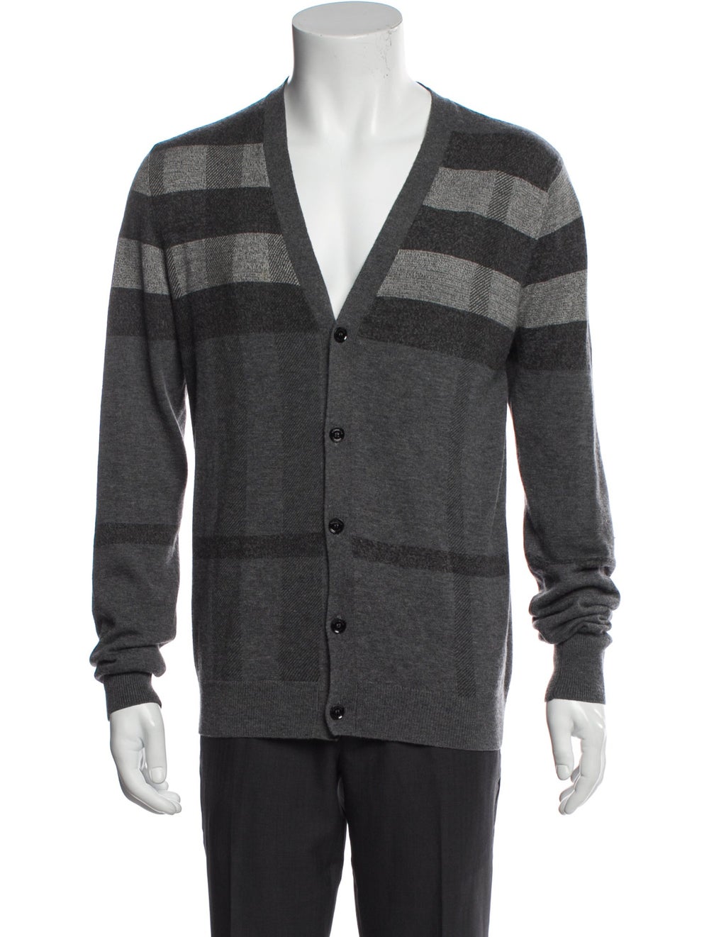Burberry London Exploded Check Pattern Wool Cardi… - image 1