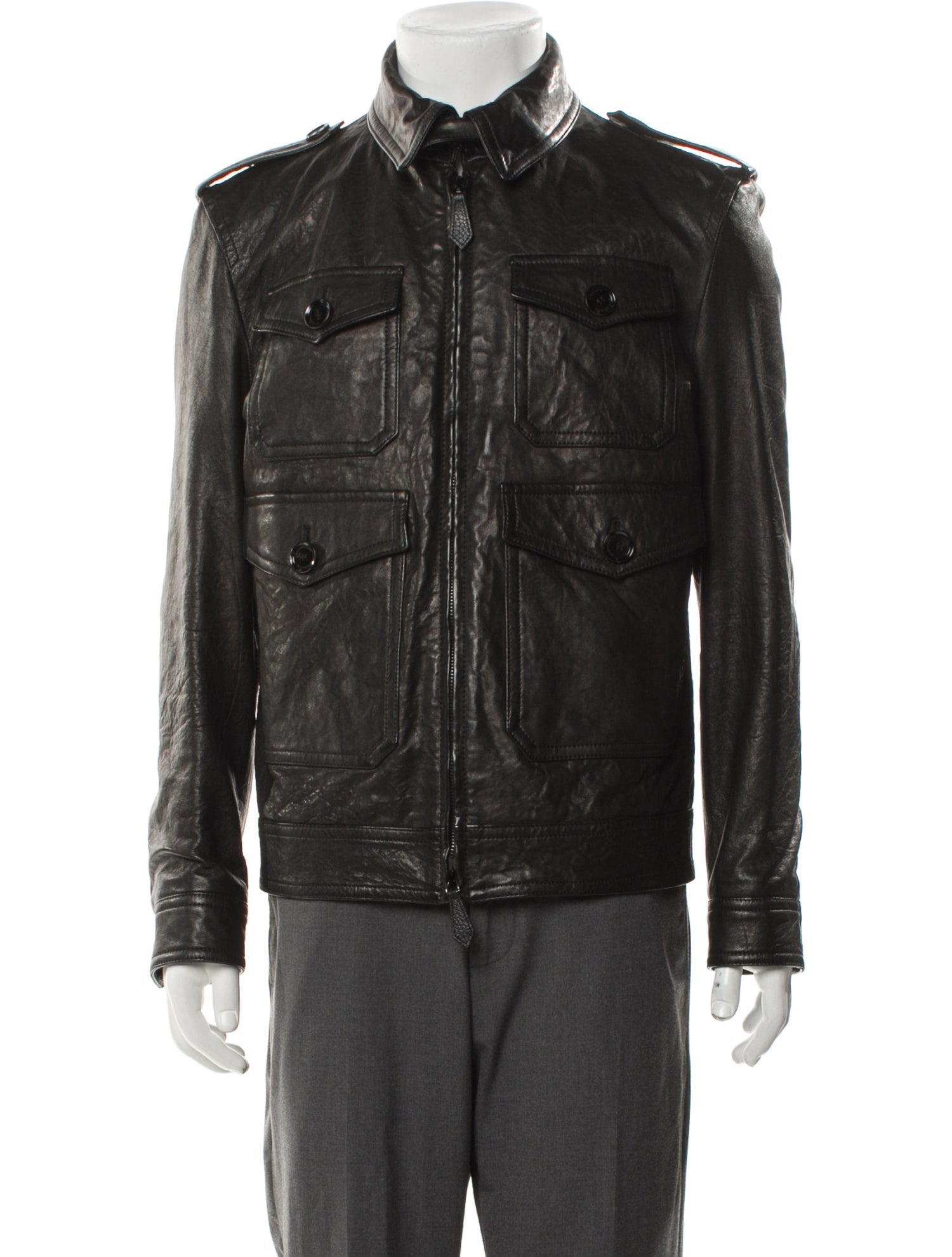 Burberry London Abstract Check Lambskin Utility Jacket