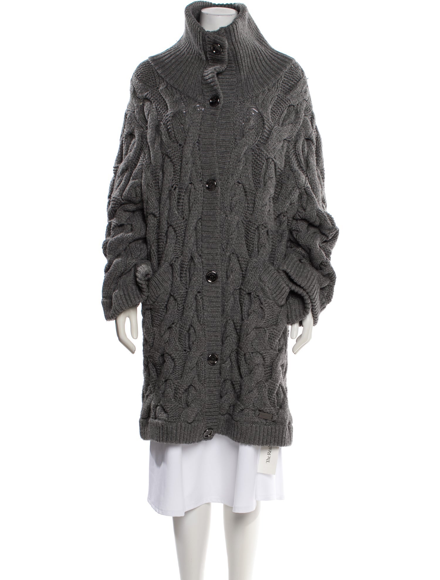 Burberry London Wool Tweed Pattern Fur Coat