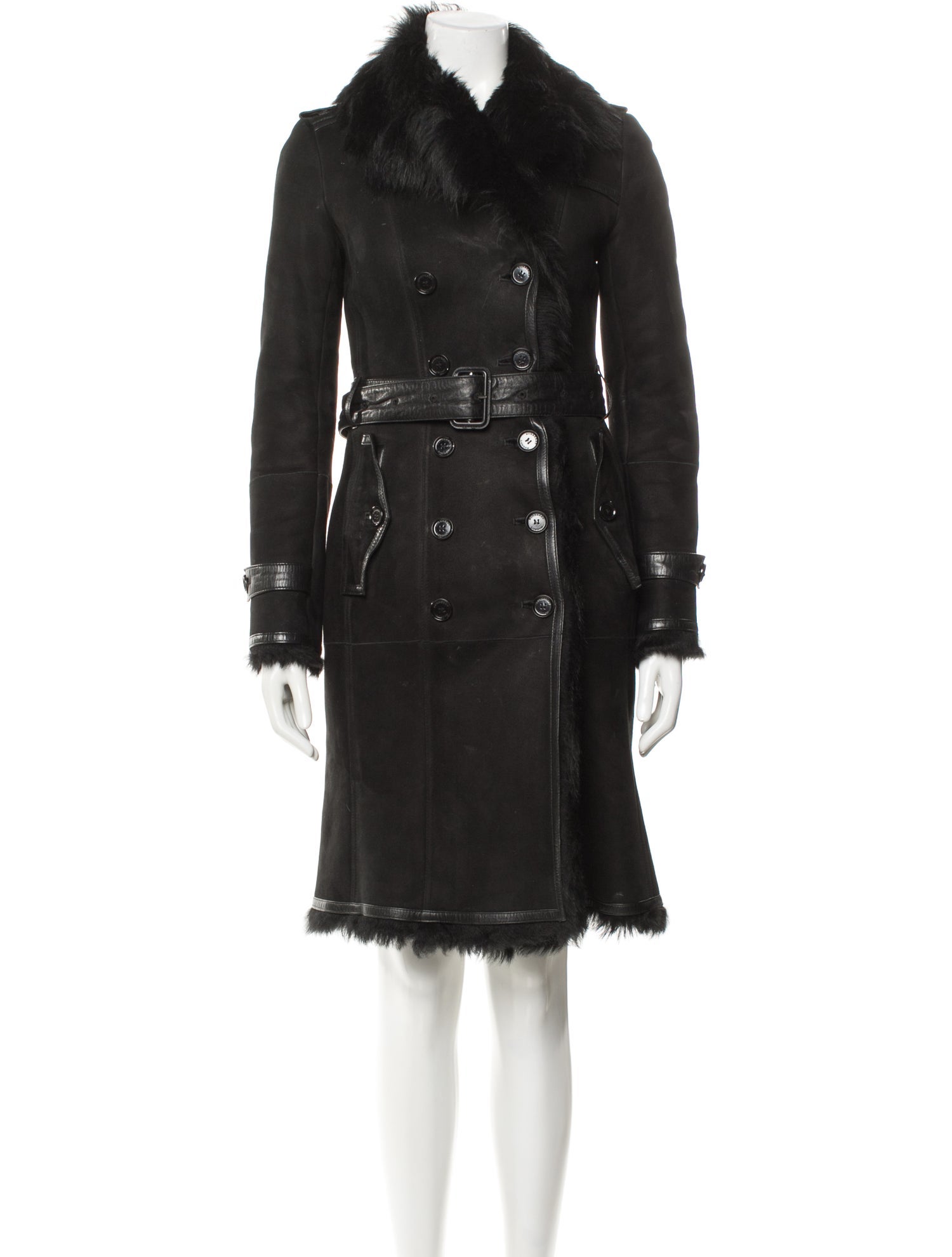 Burberry London Shearling Trench Coat