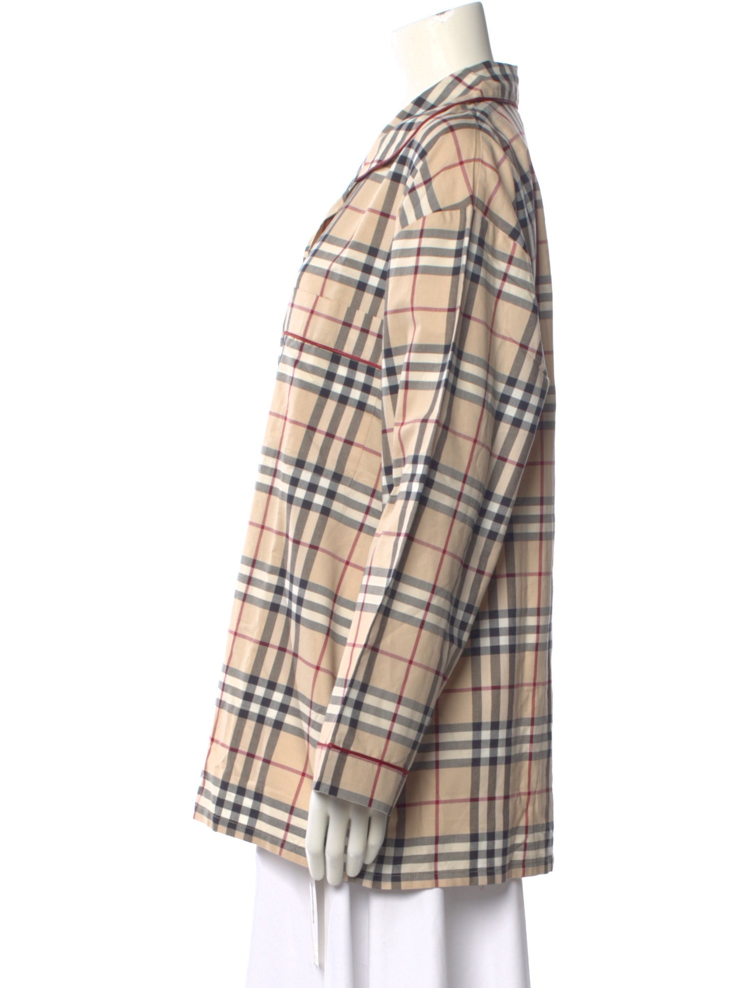 Burberry London Plaid Print Long Sleeve Button-Up Top w/ Tags