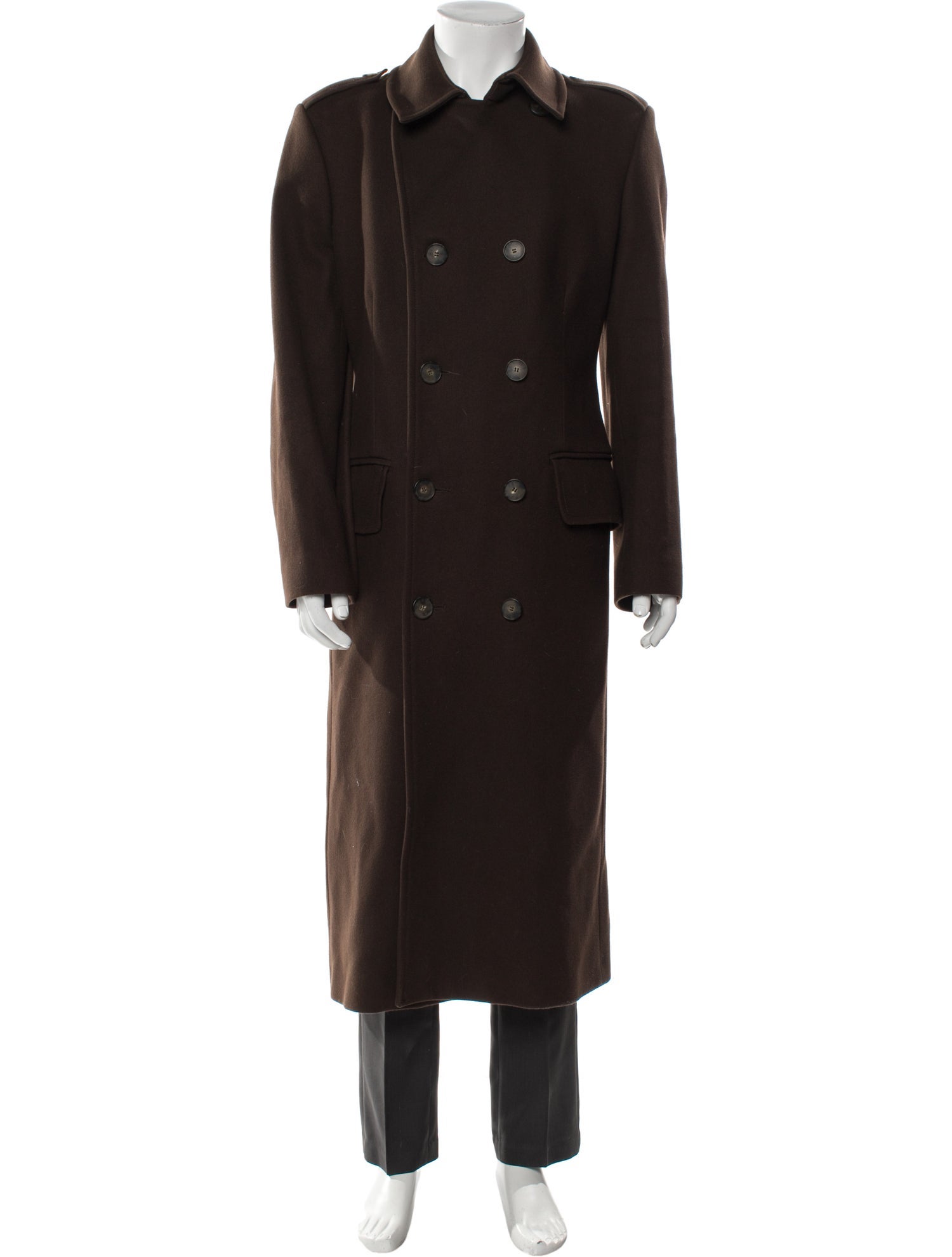 Burberry London House Check Pattern Wool Peacoat