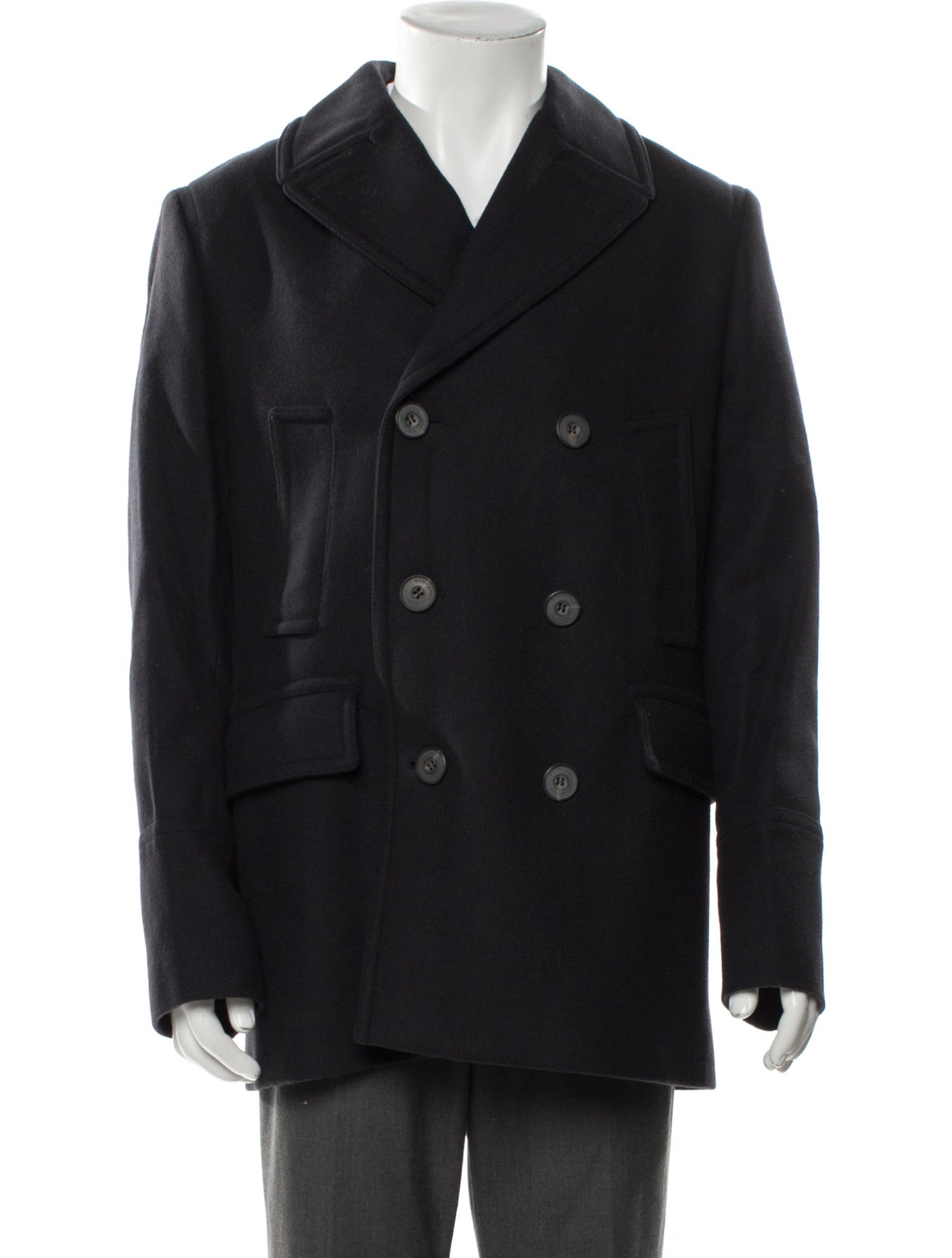 Burberry London Abstract Check Wool Peacoat w/ Tags