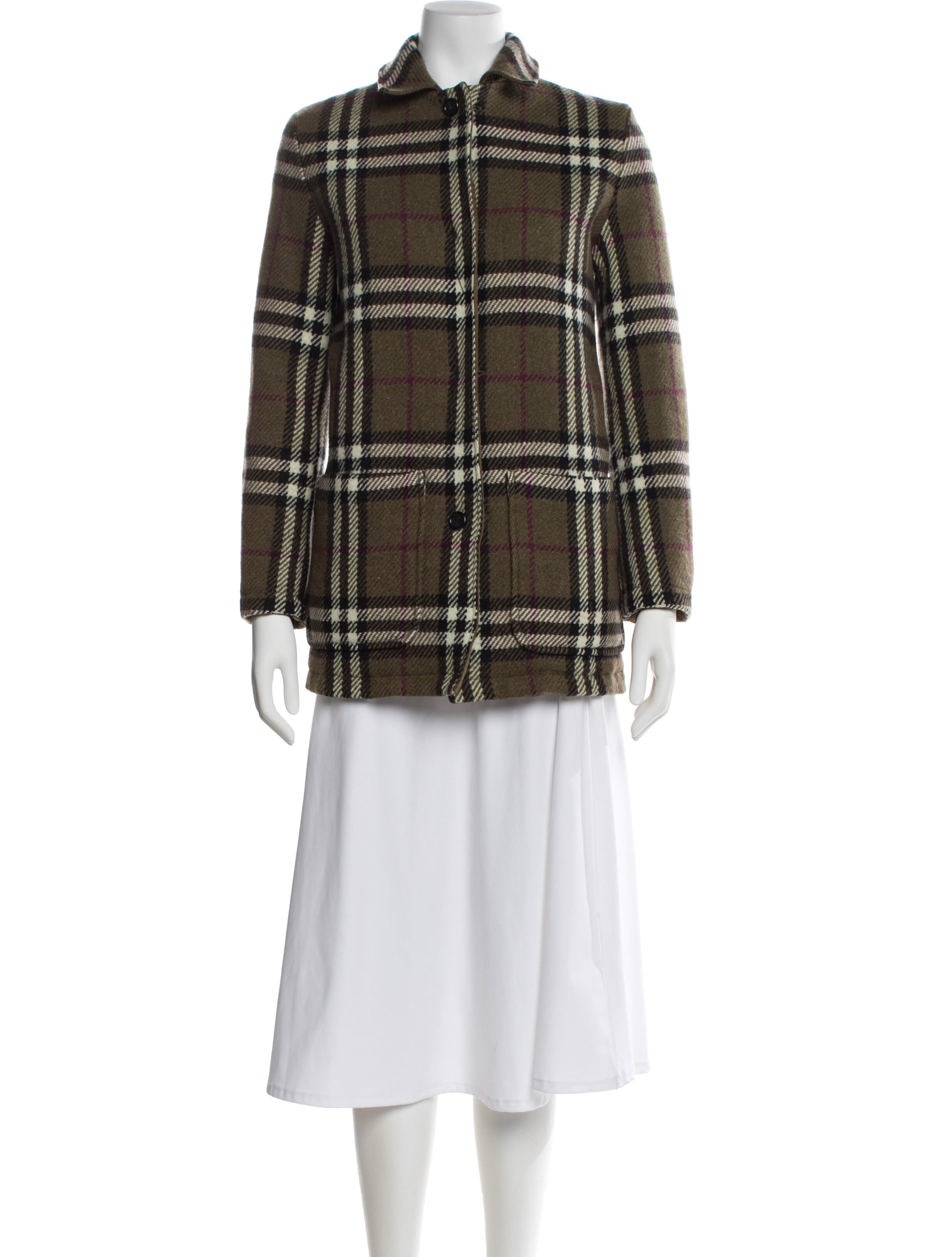 Burberry London Plaid Print Peacoat