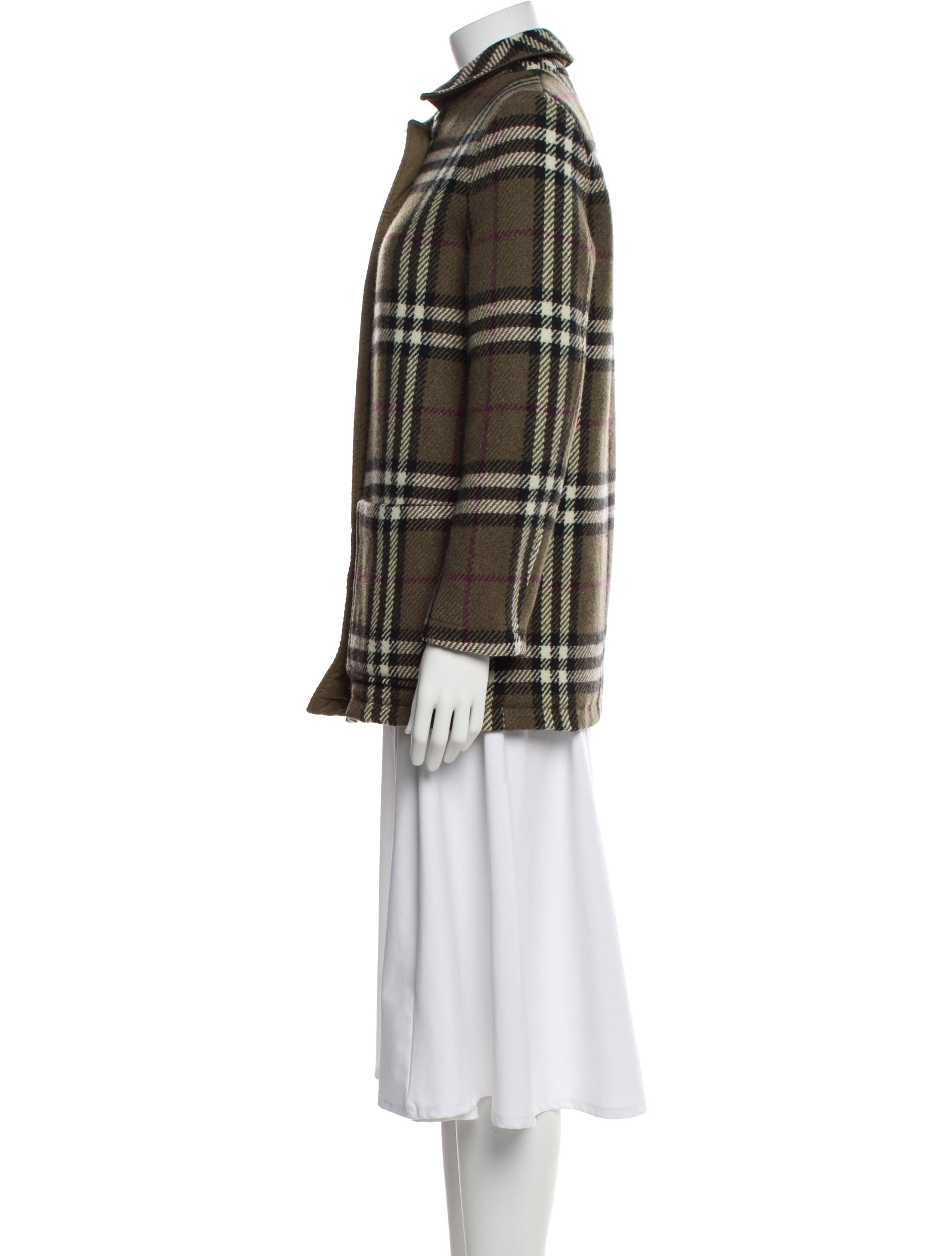Burberry London Plaid Print Peacoat