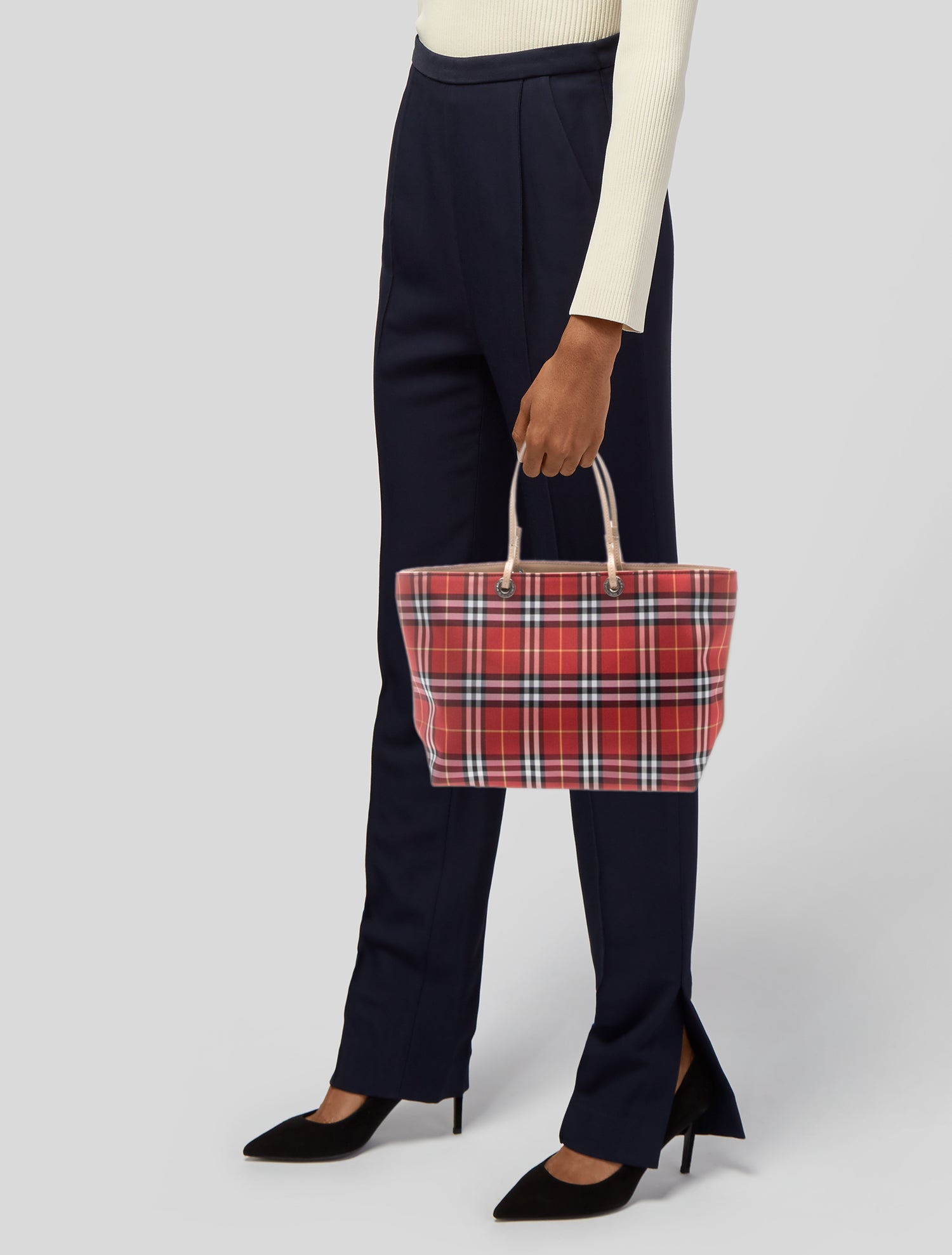 Burberry London Nova Check Tote Small Vintage - Red Totes
